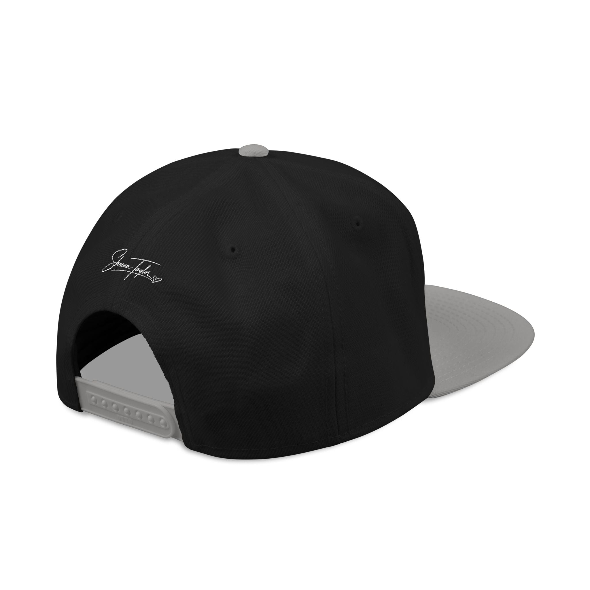 Embroidered Cross Snapback Hat - Black & Cyan Religious Trucker Cap