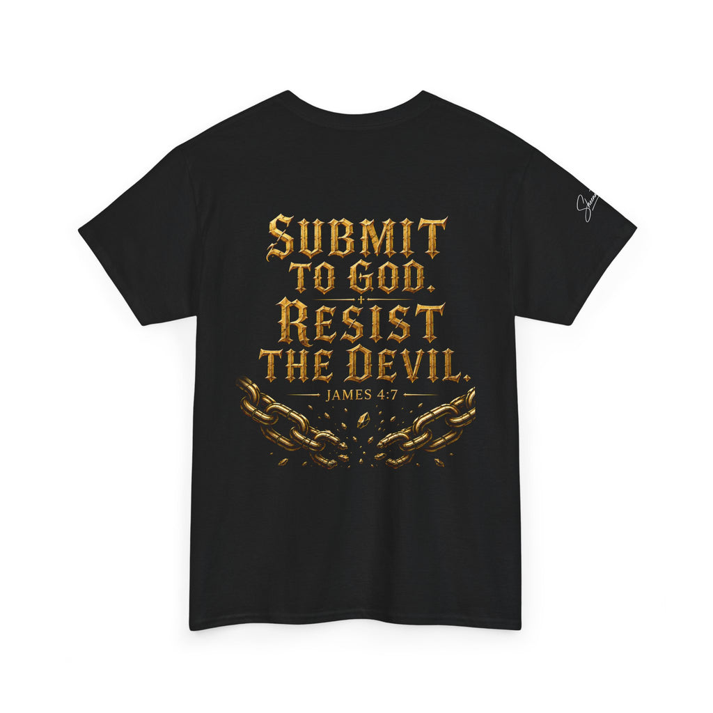Garment — "I Denounce You Satan" Bold Gold Graphic Christian Statement