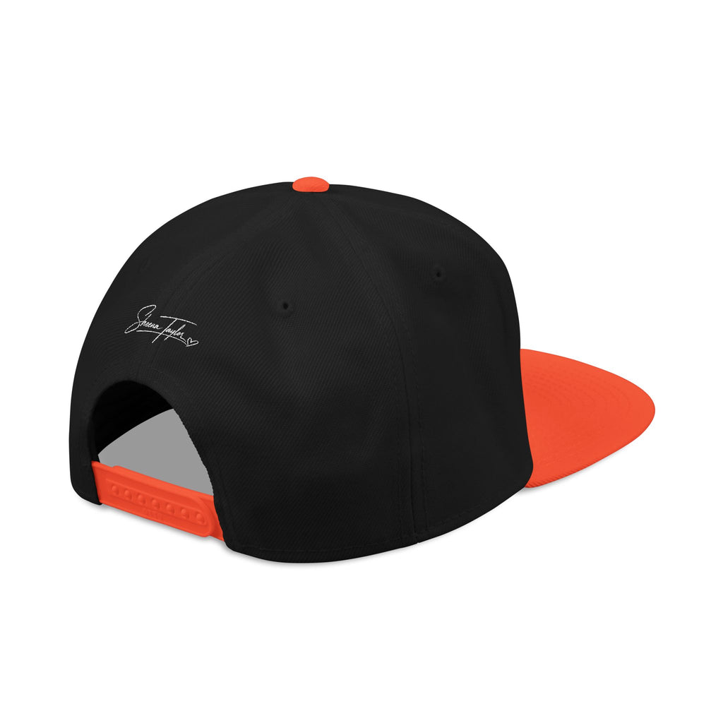 Embroidered Cross Snapback Hat - Black & Cyan Religious Trucker Cap