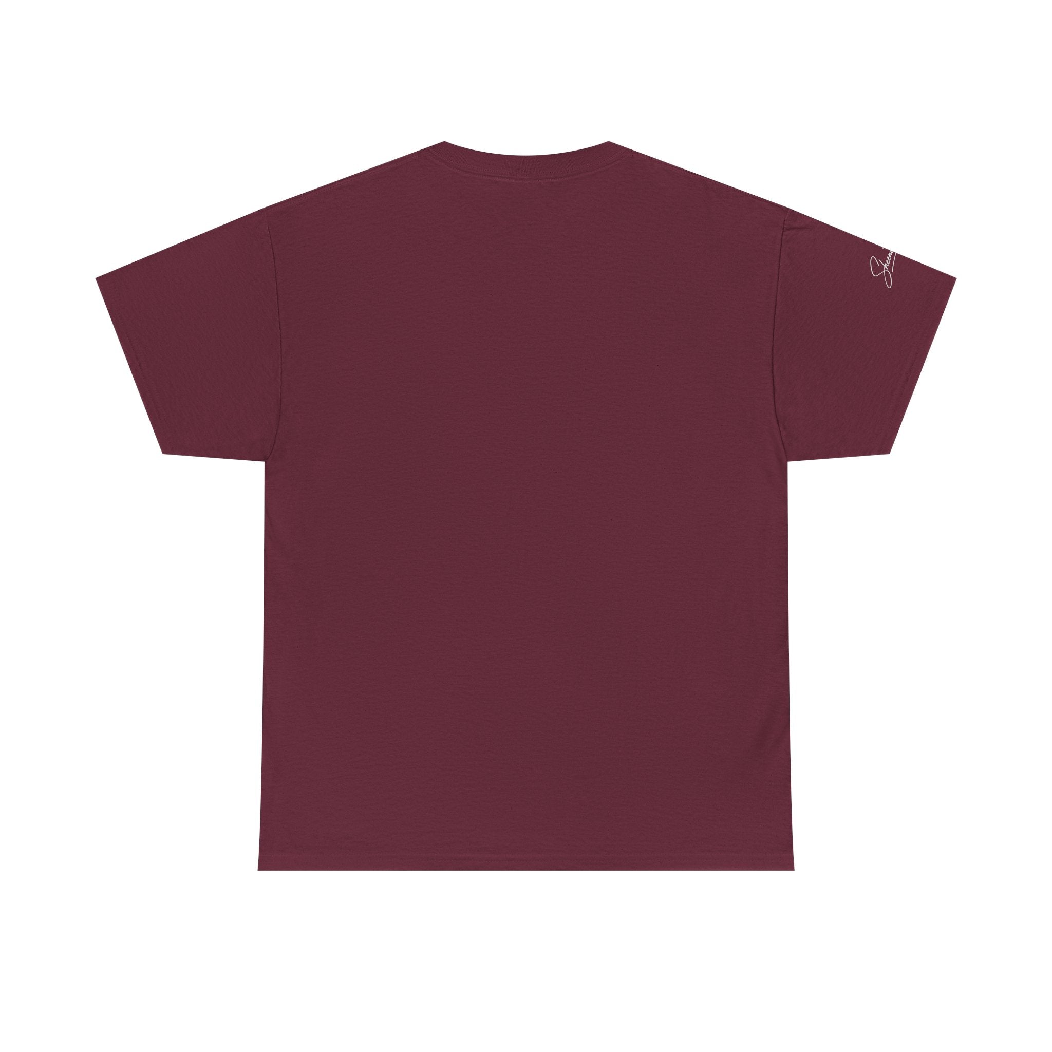 I Denounce You Tee — Minimalist Statement T‑Shirt (Pink Cross Text)