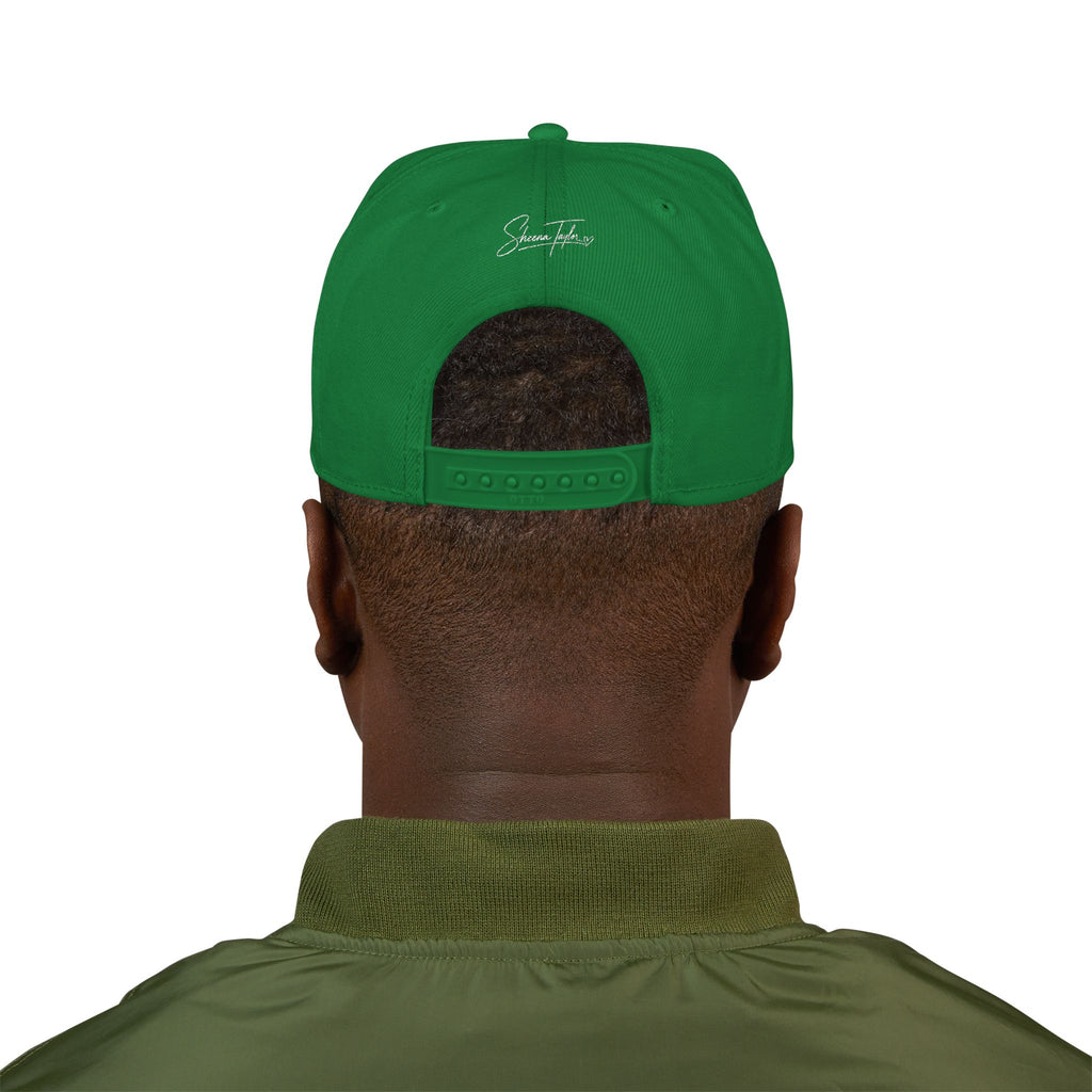 Embroidered Cross Snapback Hat - Black & Cyan Religious Trucker Cap