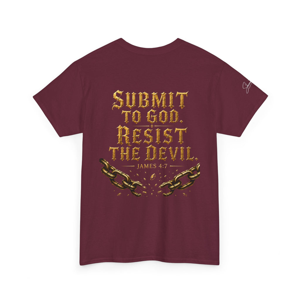Garment — "I Denounce You Satan" Bold Gold Graphic Christian Statement