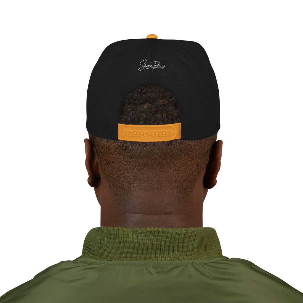 Embroidered Cross Snapback Hat - Black & Cyan Religious Trucker Cap