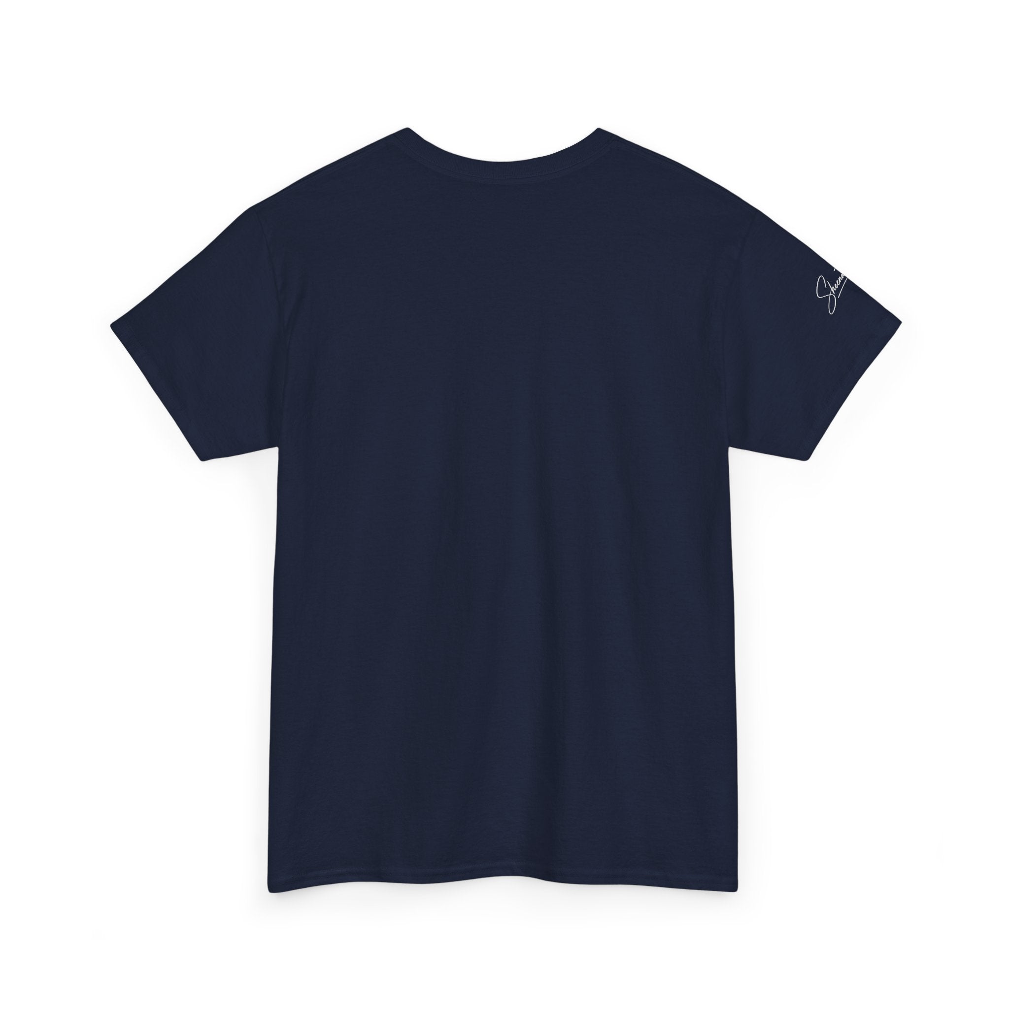 I Denounce You Tee — Minimalist Statement T‑Shirt (Pink Cross Text)