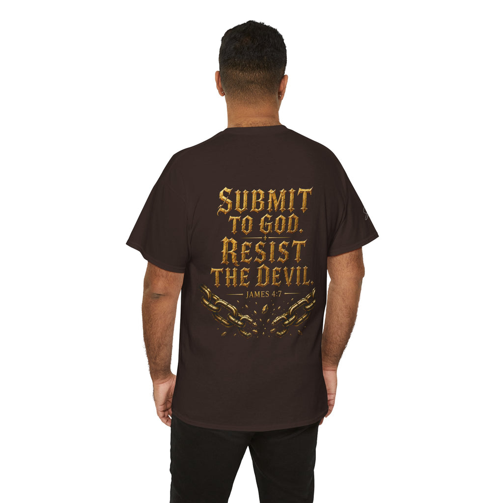 Garment — "I Denounce You Satan" Bold Gold Graphic Christian Statement