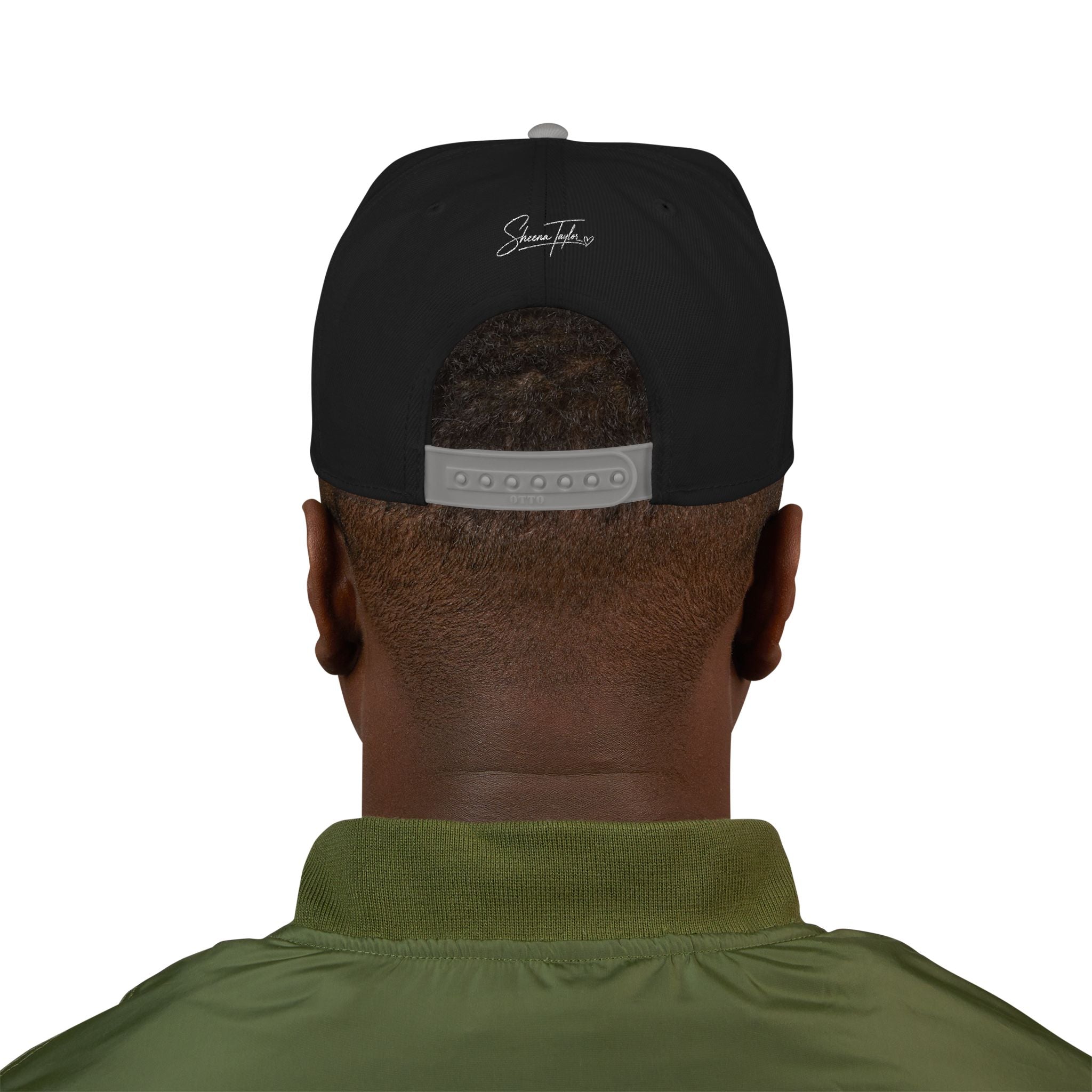Embroidered Cross Snapback Hat - Black & Cyan Religious Trucker Cap