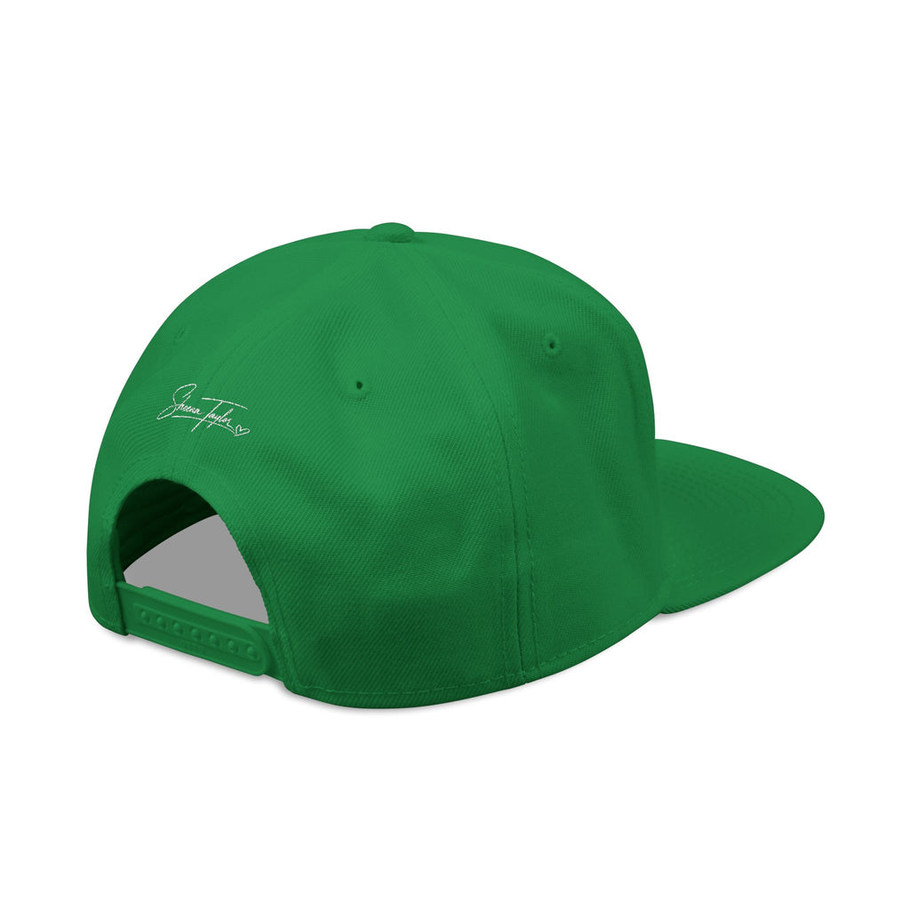 Embroidered Cross Snapback Hat - Black & Cyan Religious Trucker Cap