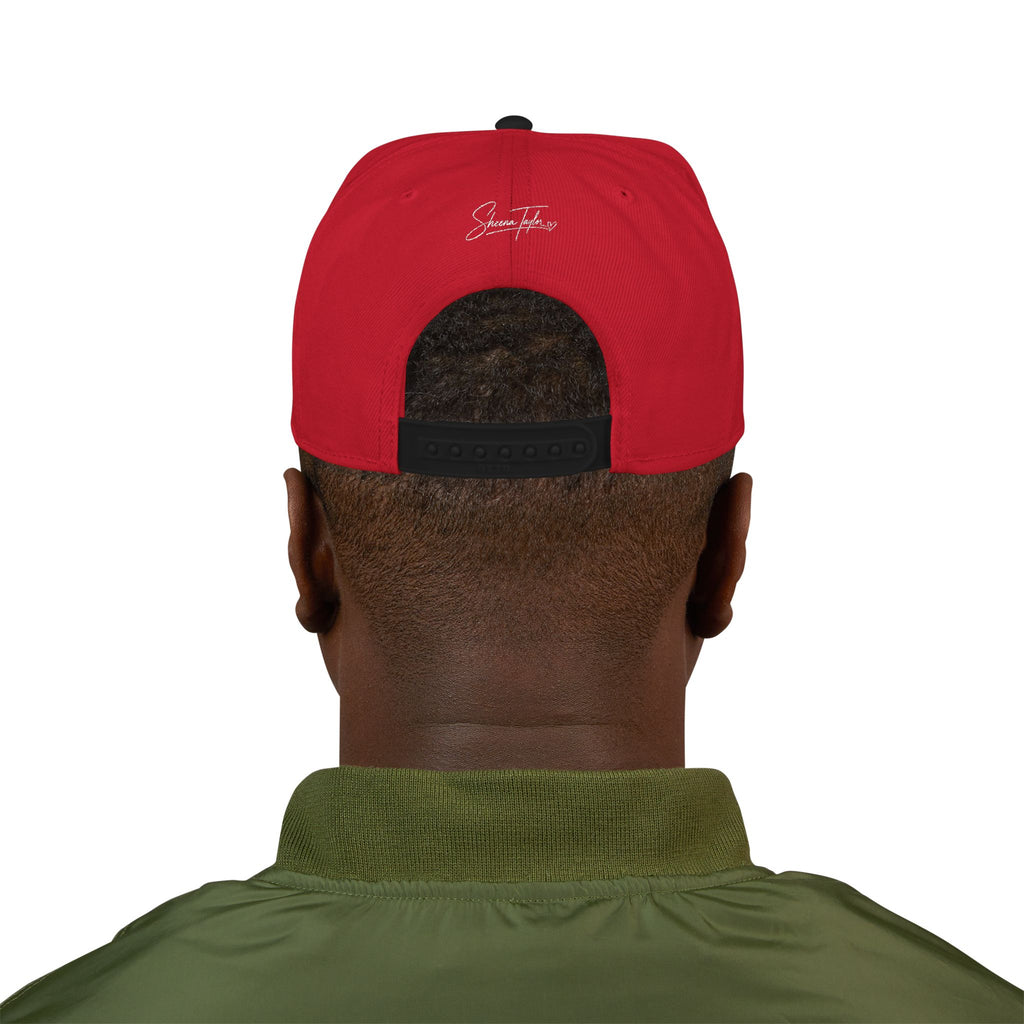 Embroidered Cross Snapback Hat - Black & Cyan Religious Trucker Cap