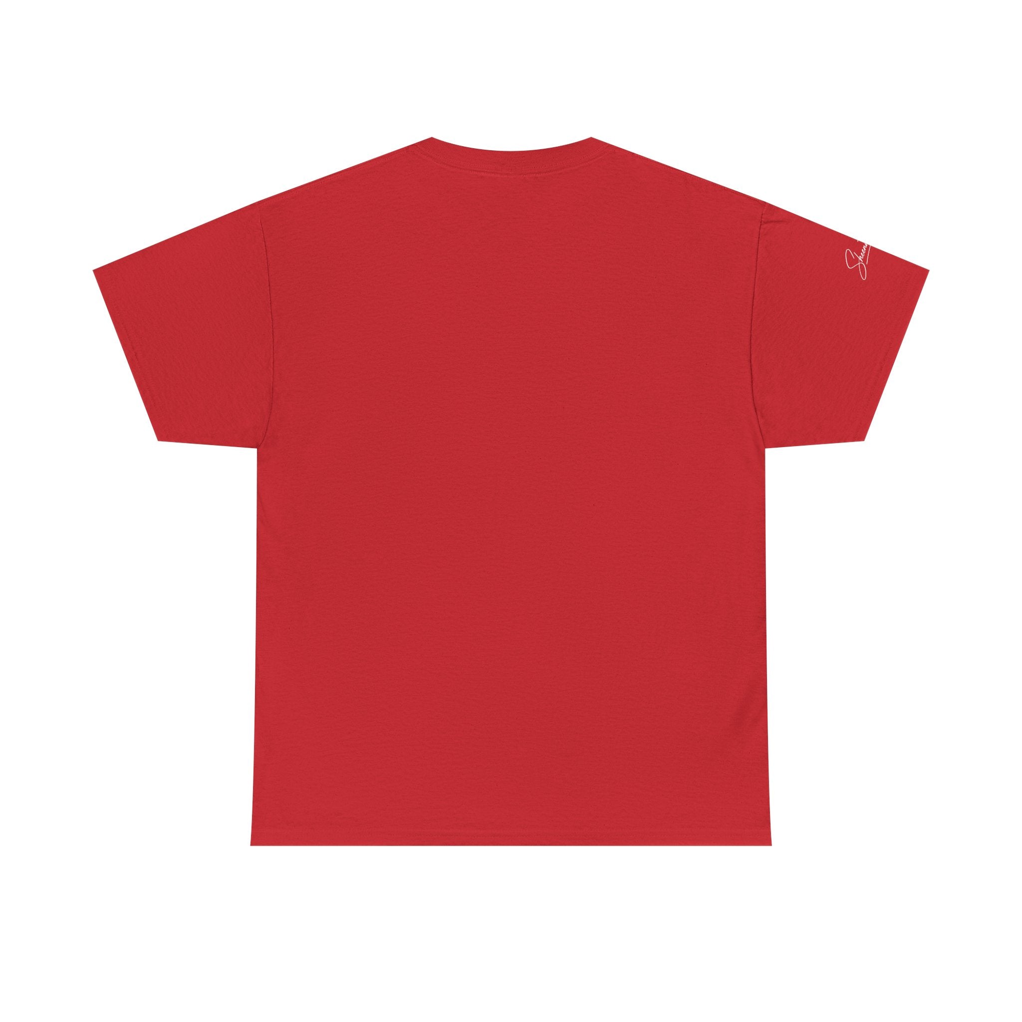 I Denounce You Tee — Minimalist Statement T‑Shirt (Pink Cross Text)