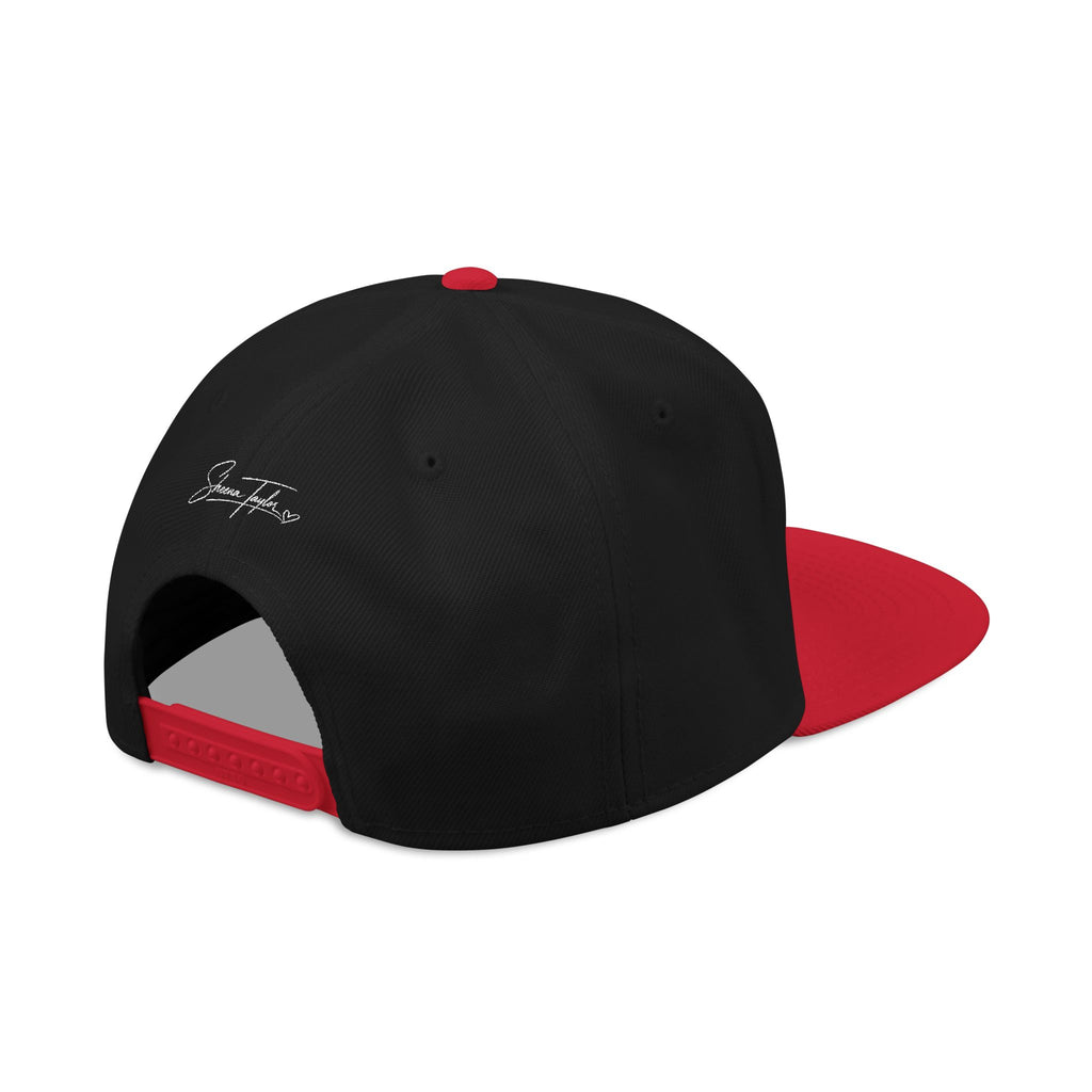 Embroidered Cross Snapback Hat - Black & Cyan Religious Trucker Cap