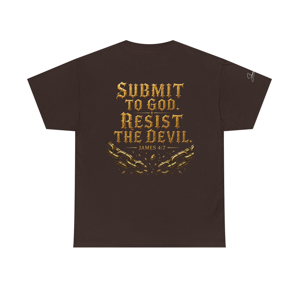 Garment — "I Denounce You Satan" Bold Gold Graphic Christian Statement