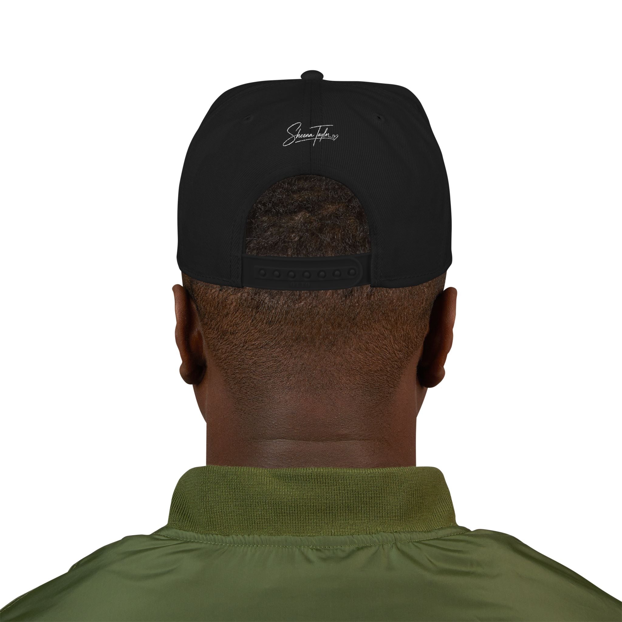 Embroidered Cross Snapback Hat - Black & Cyan Religious Trucker Cap