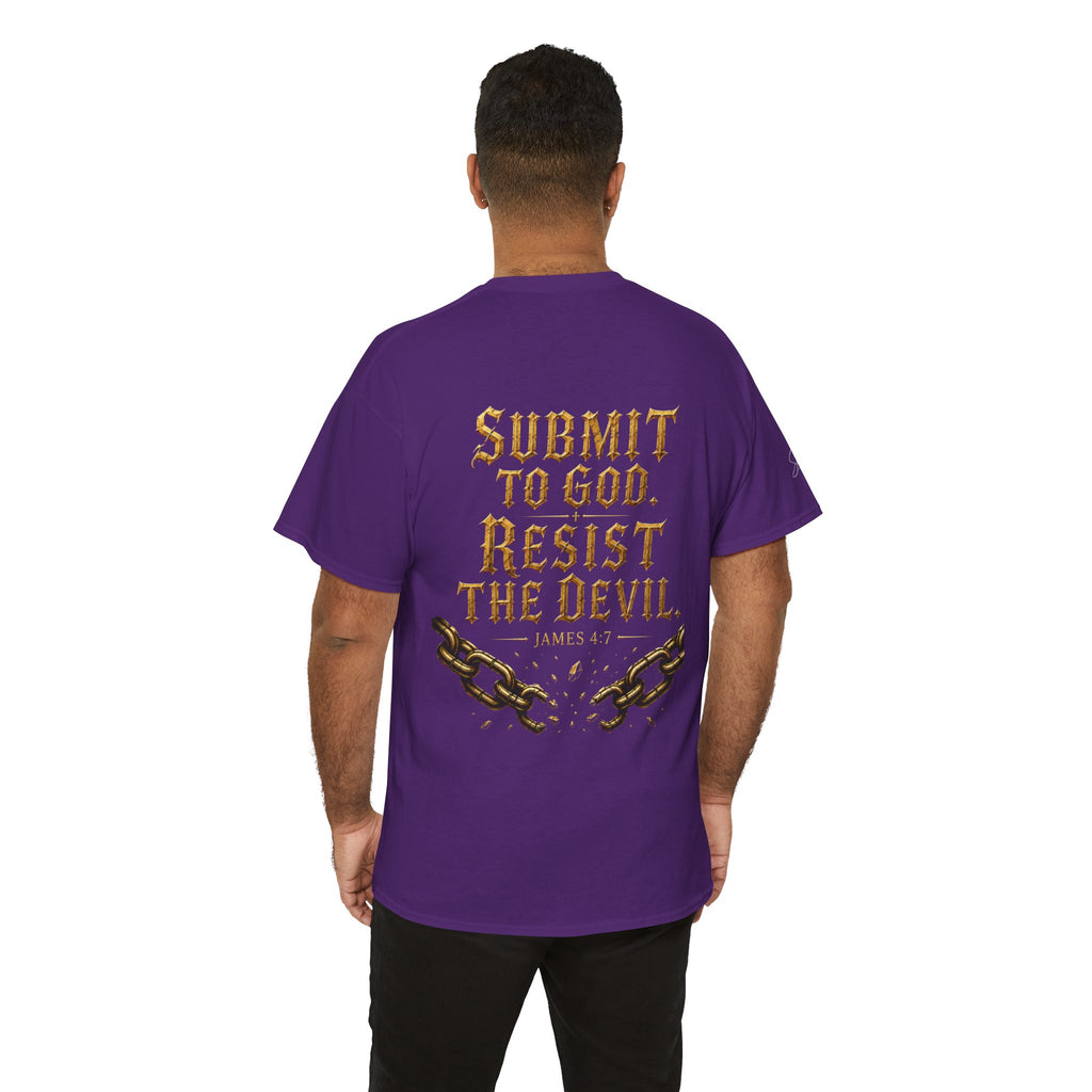 Garment — "I Denounce You Satan" Bold Gold Graphic Christian Statement