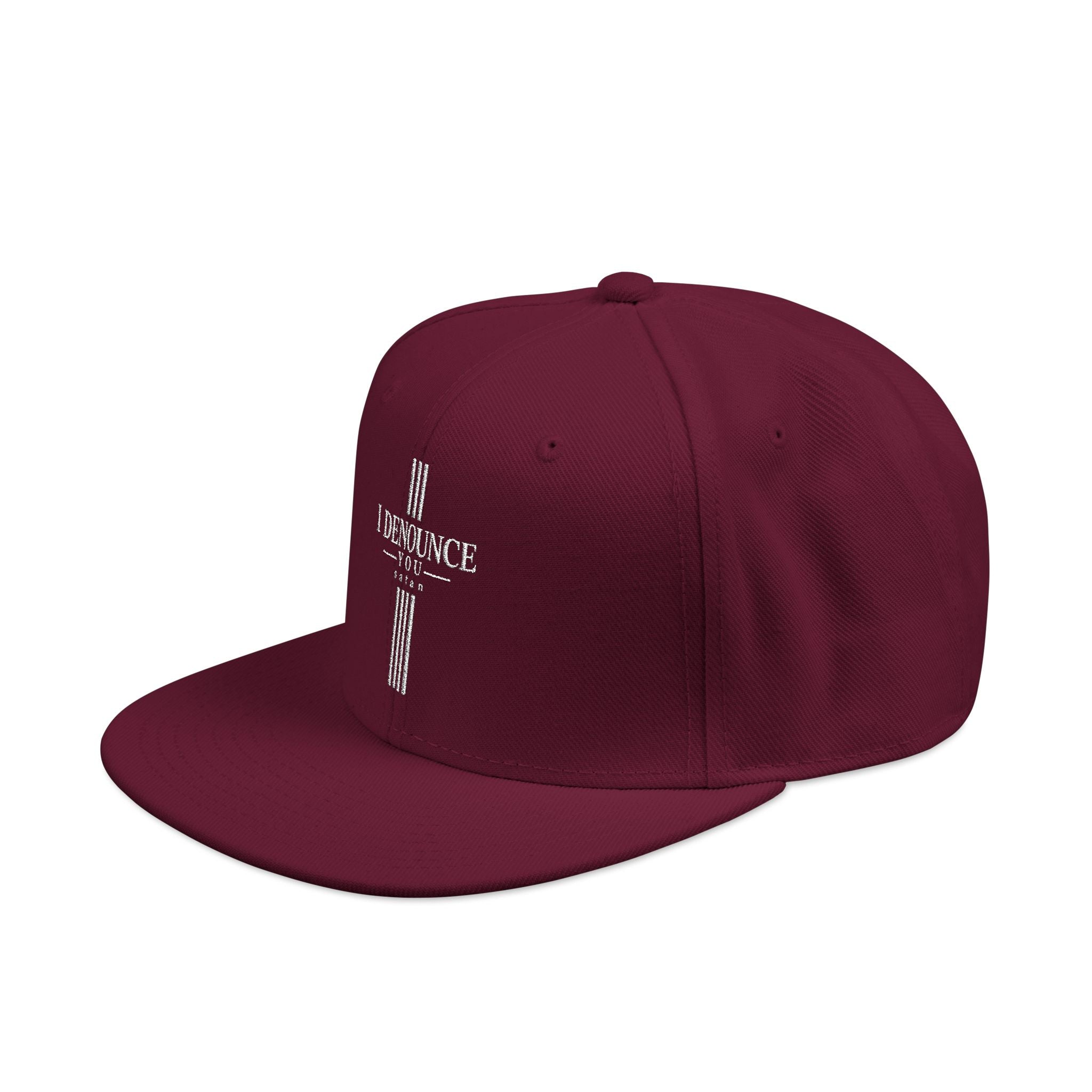 Embroidered Cross Snapback Hat - Black & Cyan Religious Trucker Cap