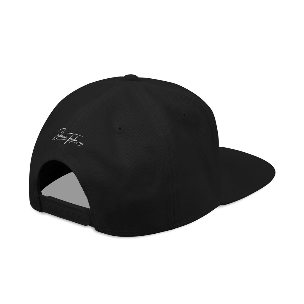 Embroidered Cross Snapback Hat - Black & Cyan Religious Trucker Cap