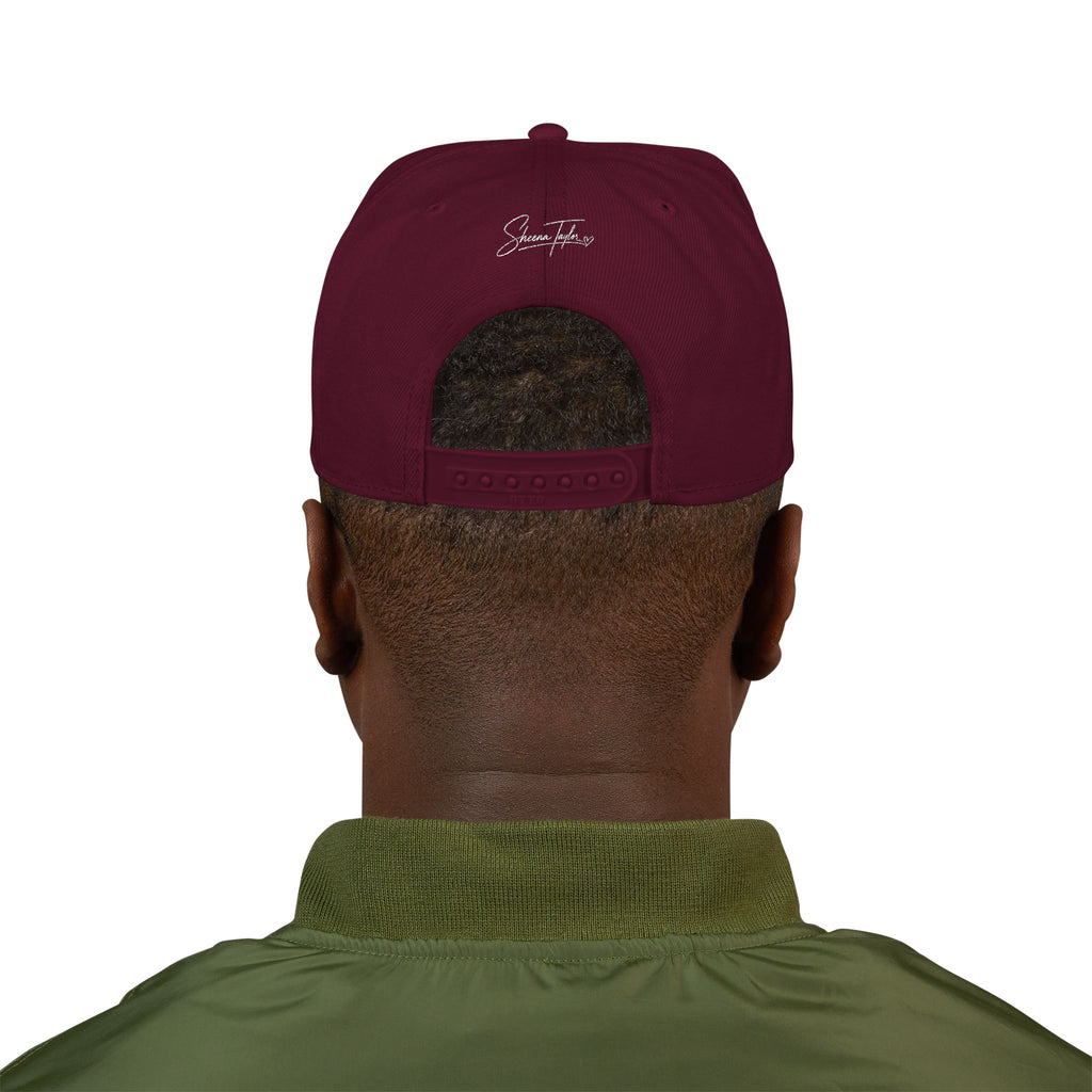 Embroidered Cross Snapback Hat - Black & Cyan Religious Trucker Cap