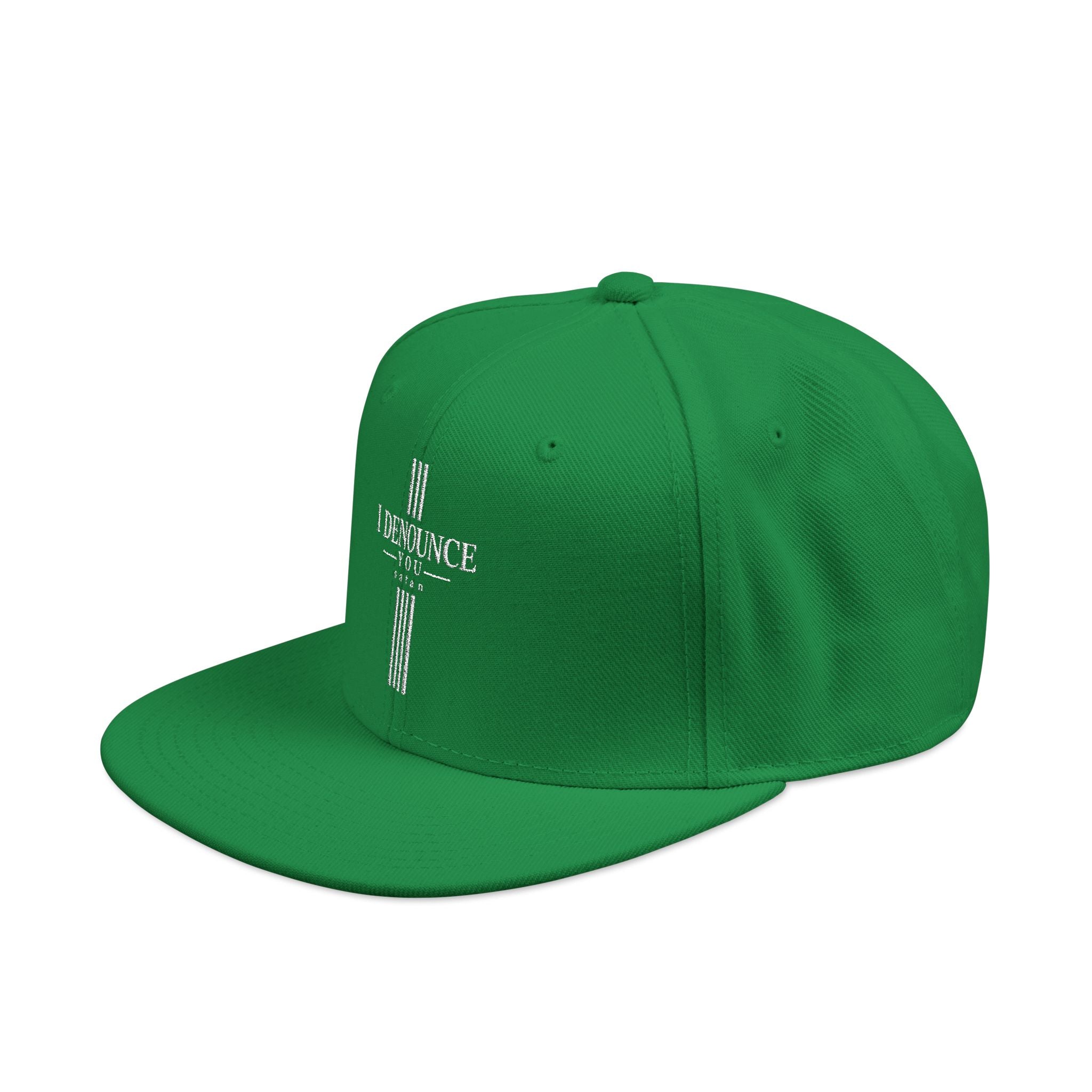 Embroidered Cross Snapback Hat - Black & Cyan Religious Trucker Cap