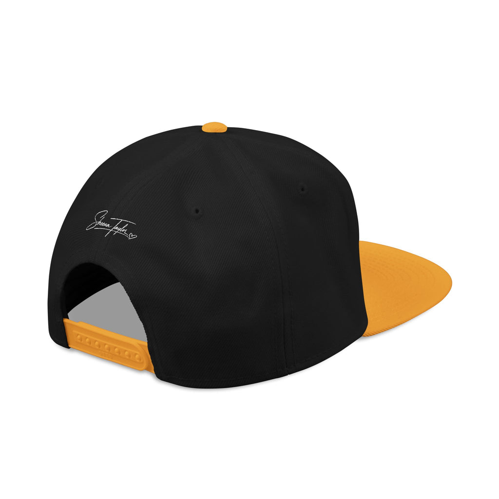 Embroidered Cross Snapback Hat - Black & Cyan Religious Trucker Cap