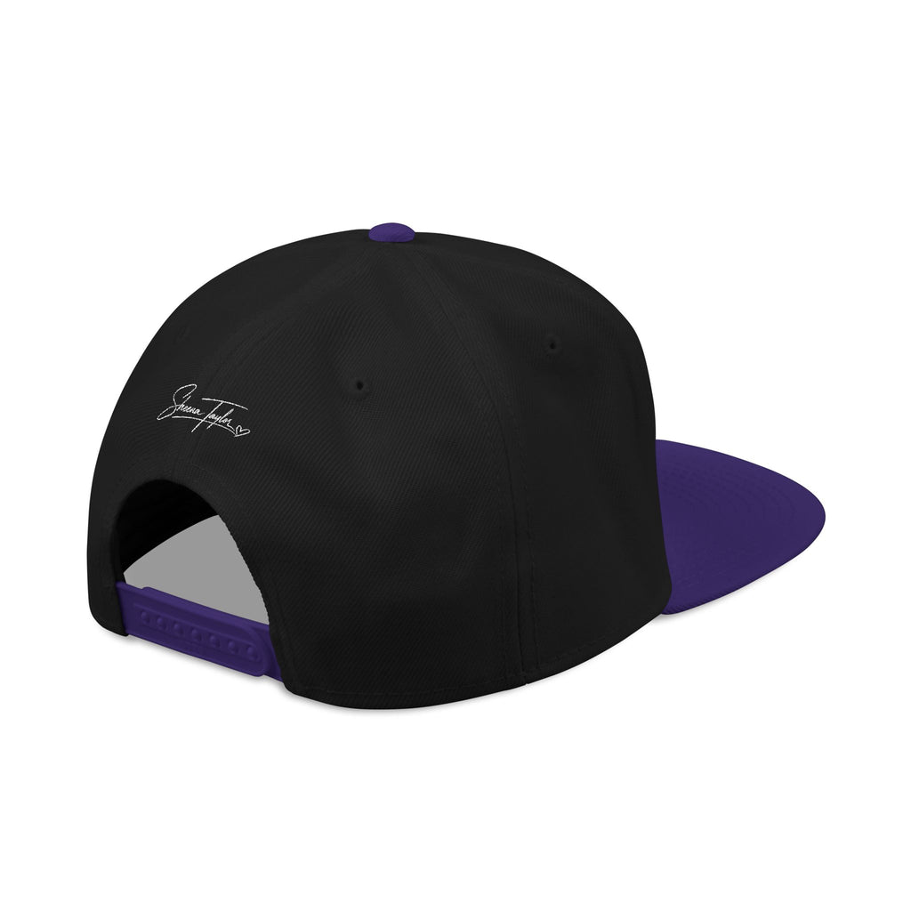 Embroidered Cross Snapback Hat - Black & Cyan Religious Trucker Cap