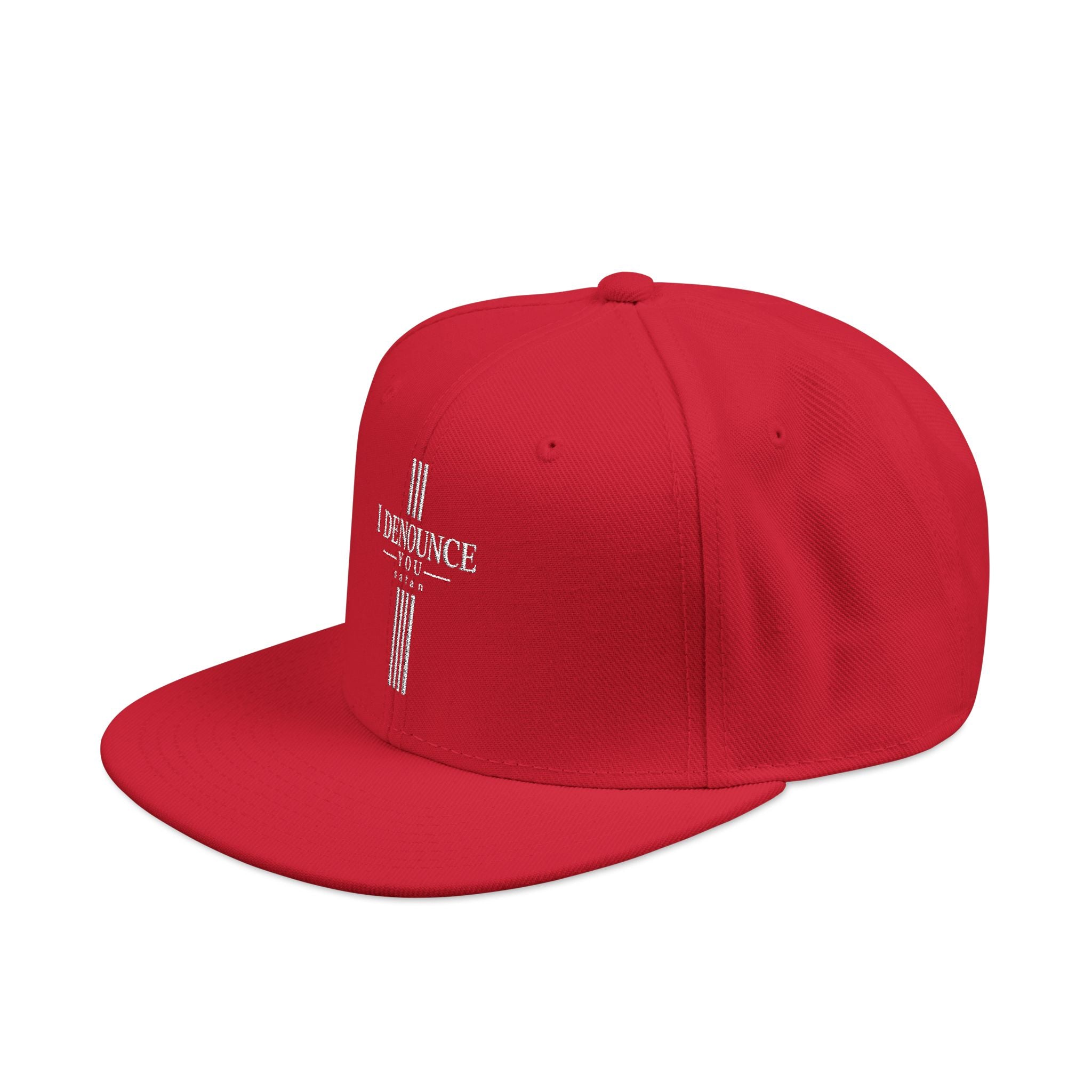 Embroidered Cross Snapback Hat - Black & Cyan Religious Trucker Cap