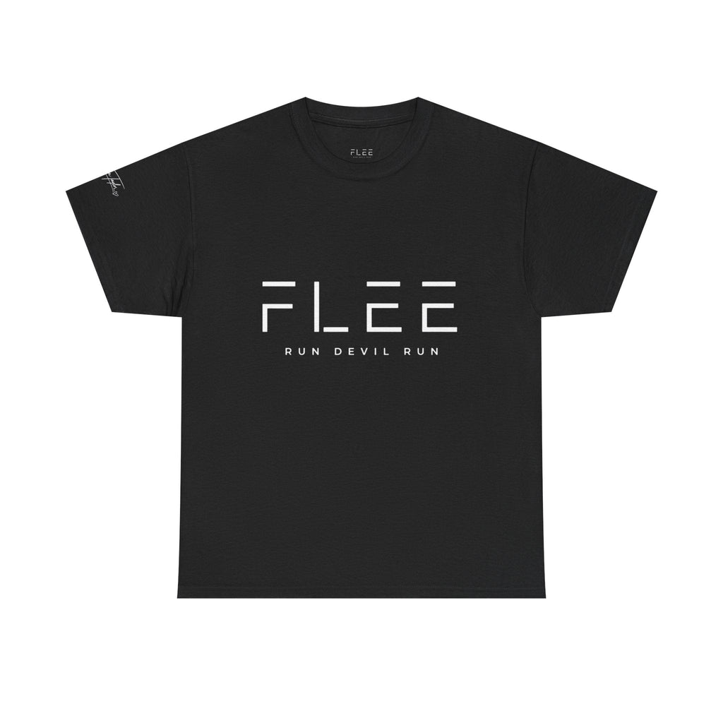 Flee Tee — Minimal "FLEE / Run Devil Run" Graphic Shirt (James 4:7 Back)