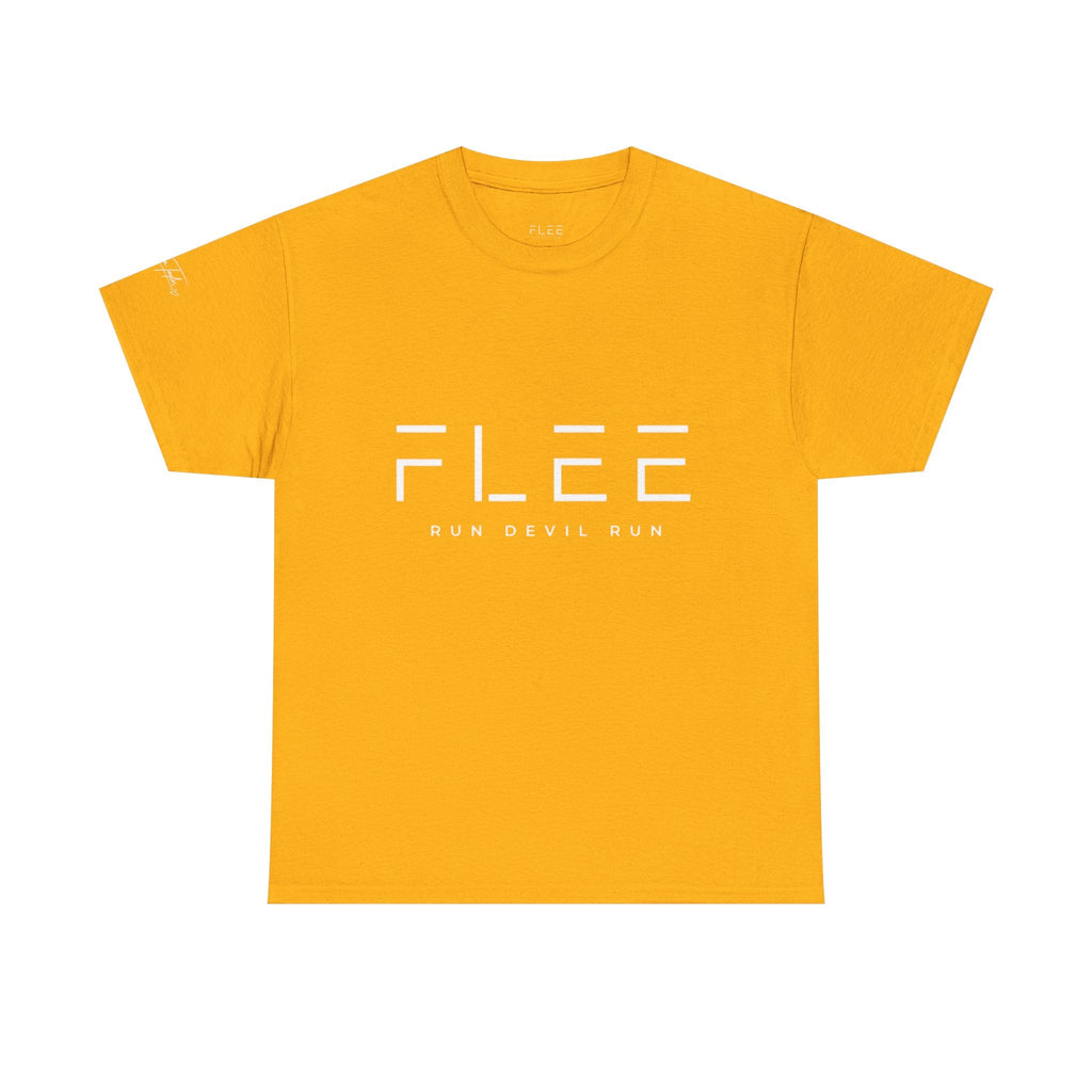Flee Tee — Minimal "FLEE / Run Devil Run" Graphic Shirt (James 4:7 Back)
