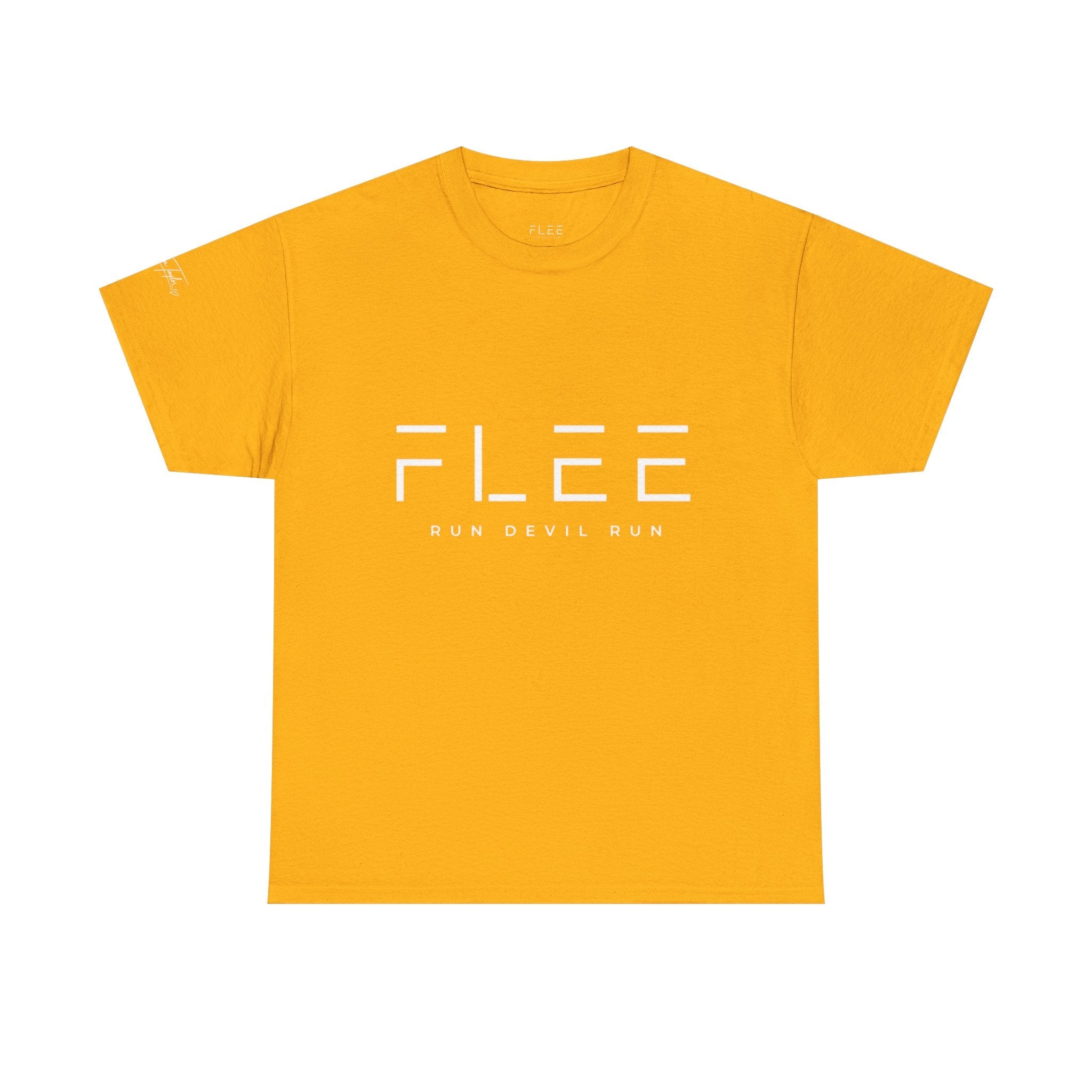 Flee Tee — Minimal "FLEE / Run Devil Run" Graphic Shirt (James 4:7 Back)