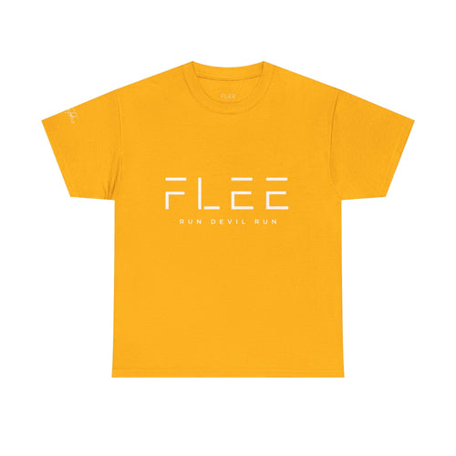 Flee Tee — Minimal "FLEE / Run Devil Run" Graphic Shirt (James 4:7 Back)