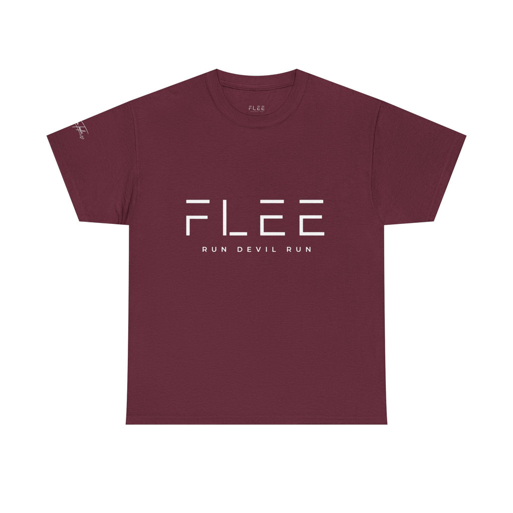 Flee Tee — Minimal "FLEE / Run Devil Run" Graphic Shirt (James 4:7 Back)