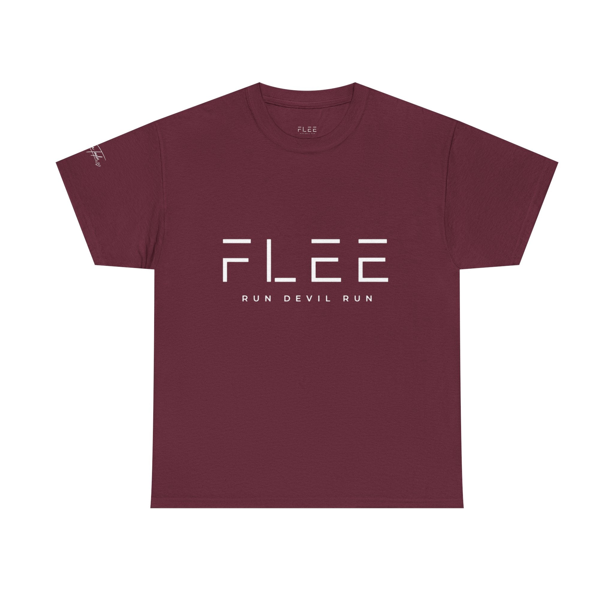 Flee Tee — Minimal "FLEE / Run Devil Run" Graphic Shirt (James 4:7 Back)