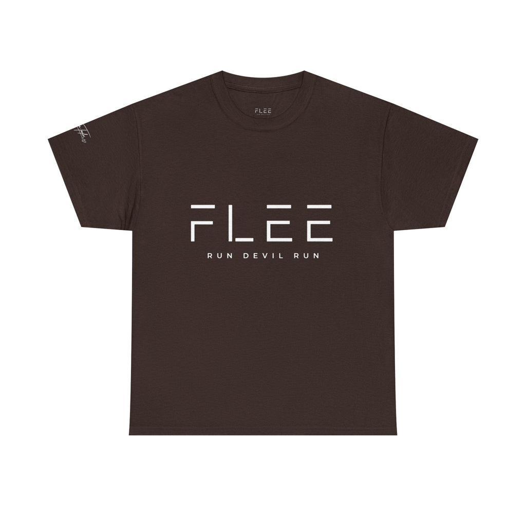 Flee Tee — Minimal "FLEE / Run Devil Run" Graphic Shirt (James 4:7 Back)
