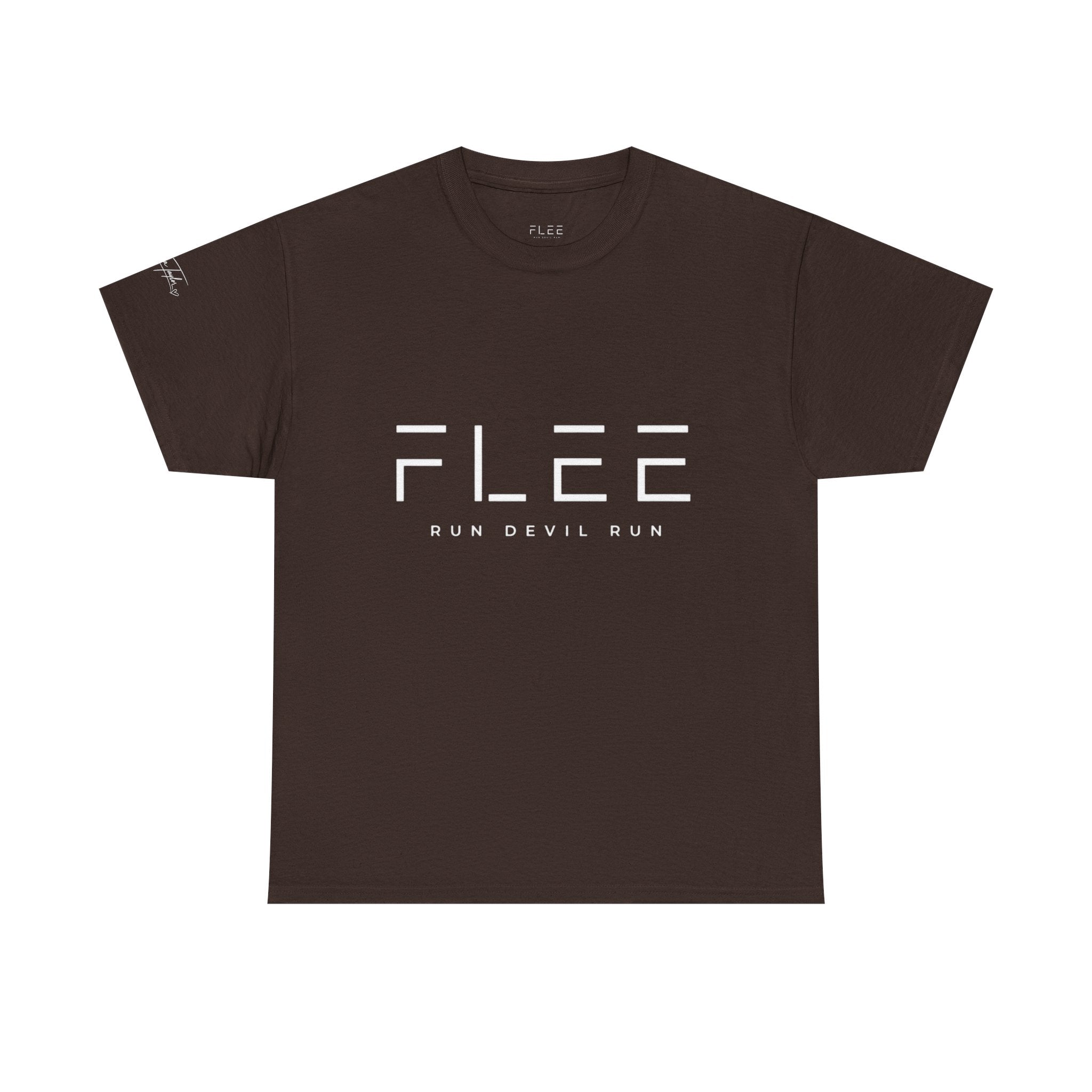 Flee Tee — Minimal "FLEE / Run Devil Run" Graphic Shirt (James 4:7 Back)