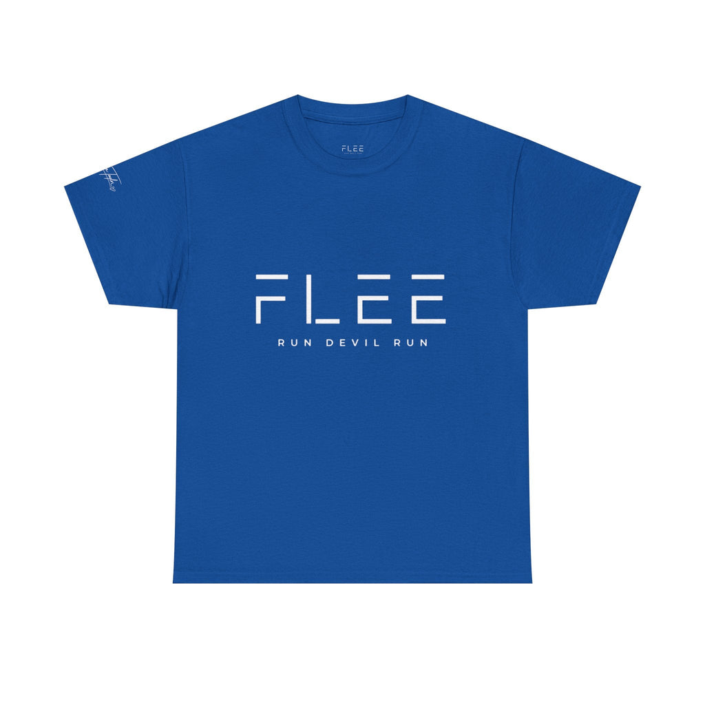 Flee Tee — Minimal "FLEE / Run Devil Run" Graphic Shirt (James 4:7 Back)