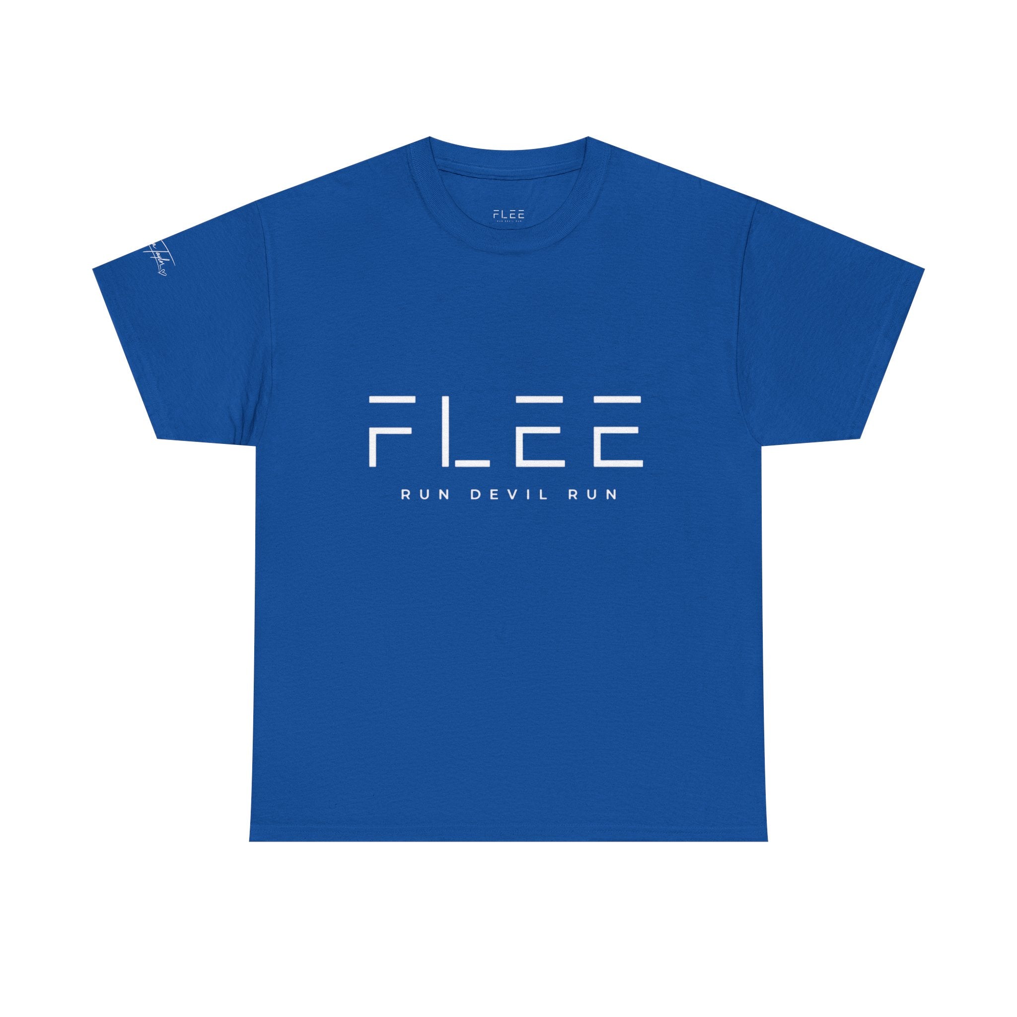 Flee Tee — Minimal "FLEE / Run Devil Run" Graphic Shirt (James 4:7 Back)