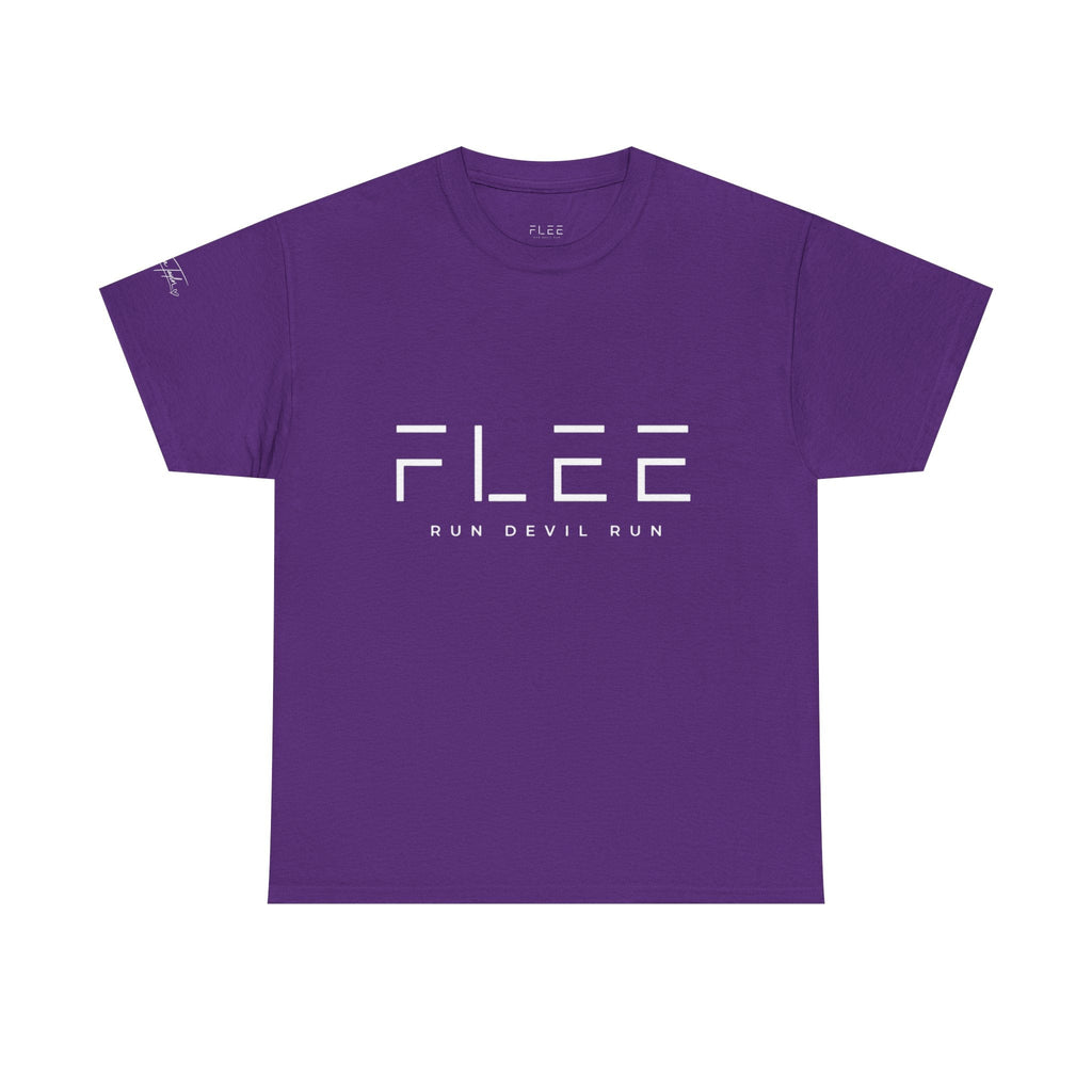 Flee Tee — Minimal "FLEE / Run Devil Run" Graphic Shirt (James 4:7 Back)