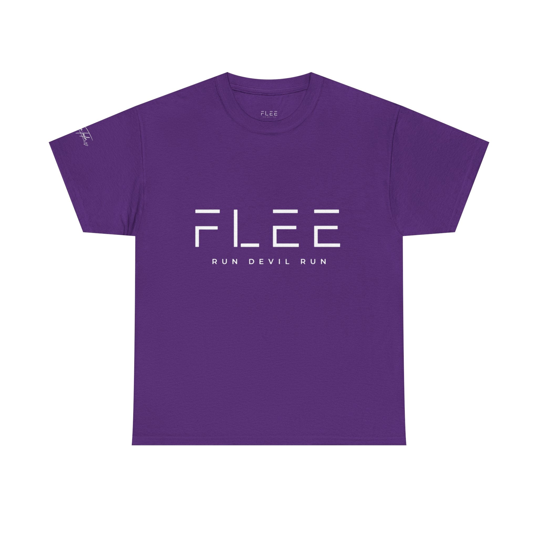 Flee Tee — Minimal "FLEE / Run Devil Run" Graphic Shirt (James 4:7 Back)