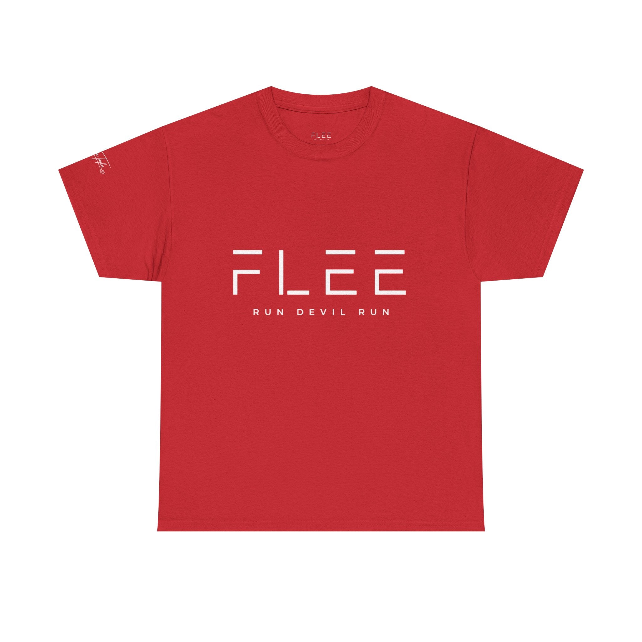 Flee Tee — Minimal "FLEE / Run Devil Run" Graphic Shirt (James 4:7 Back)