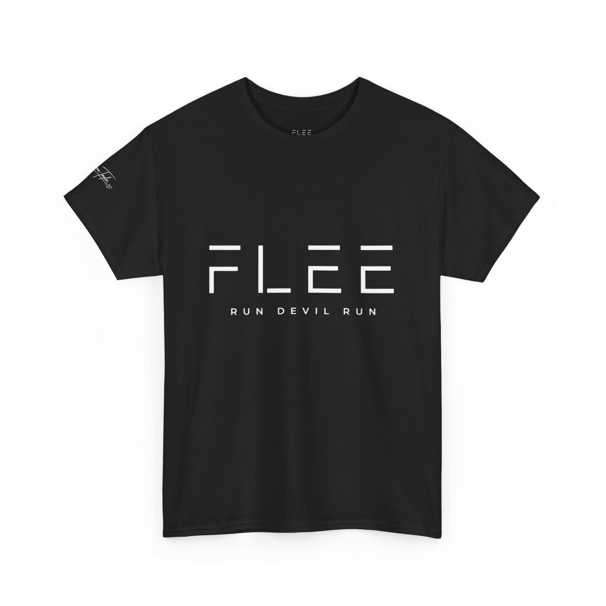 Flee Tee — Minimal "FLEE / Run Devil Run" Graphic Shirt (James 4:7 Back)