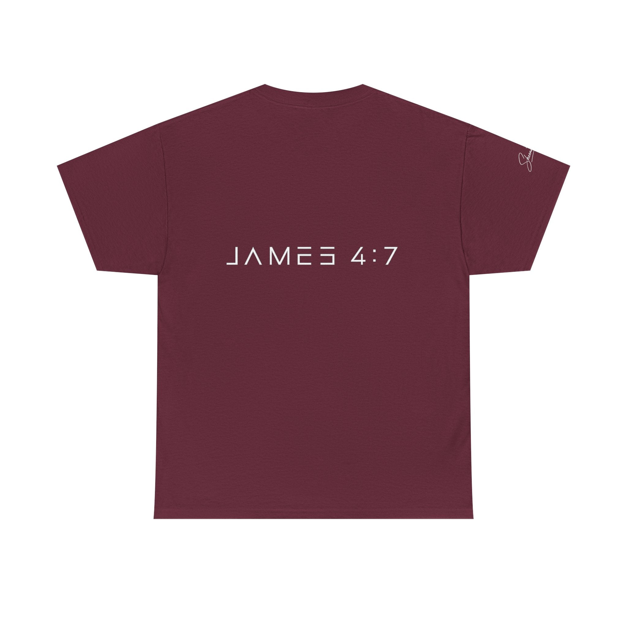 Flee Tee — Minimal "FLEE / Run Devil Run" Graphic Shirt (James 4:7 Back)