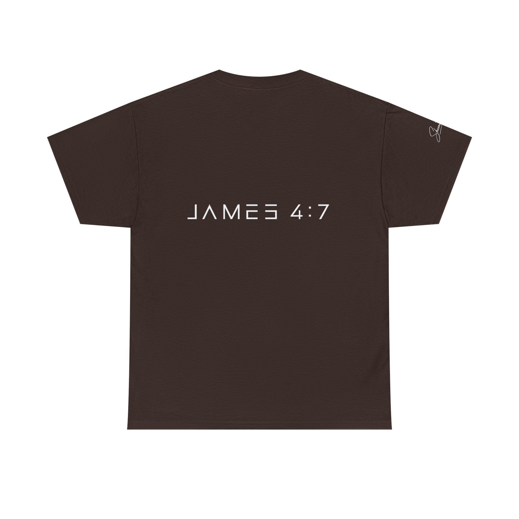 Flee Tee — Minimal "FLEE / Run Devil Run" Graphic Shirt (James 4:7 Back)