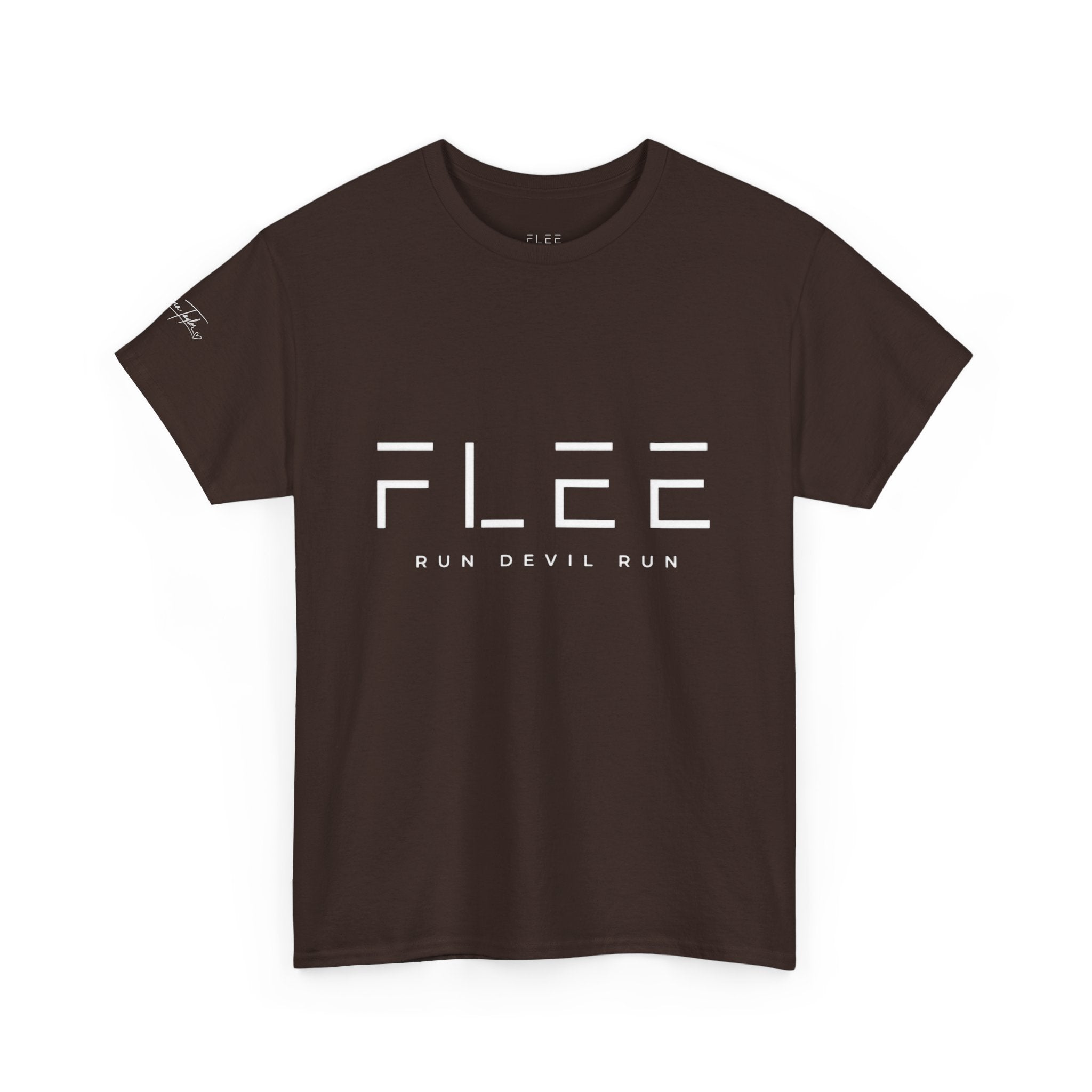 Flee Tee — Minimal "FLEE / Run Devil Run" Graphic Shirt (James 4:7 Back)