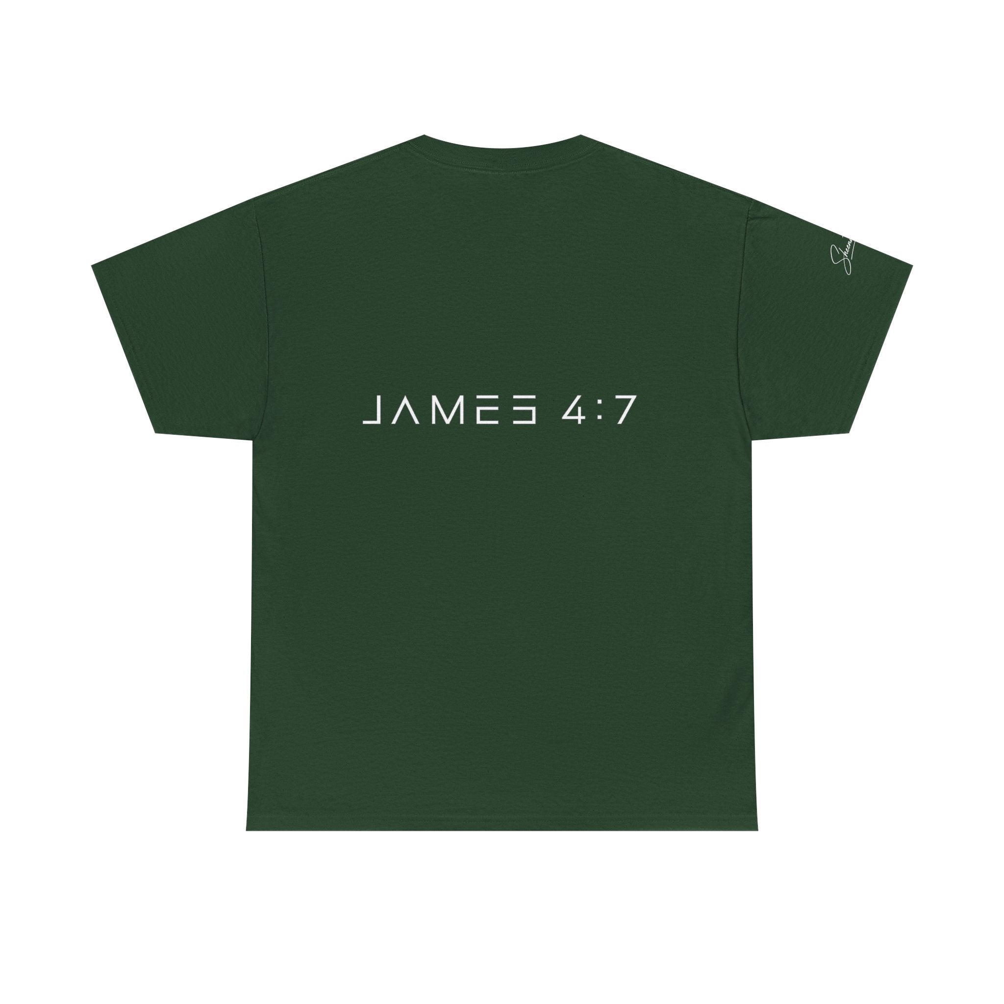 Flee Tee — Minimal "FLEE / Run Devil Run" Graphic Shirt (James 4:7 Back)