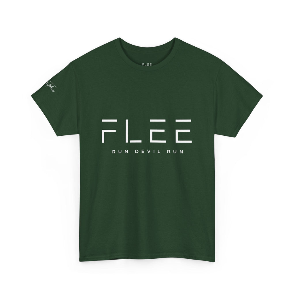 Flee Tee — Minimal "FLEE / Run Devil Run" Graphic Shirt (James 4:7 Back)