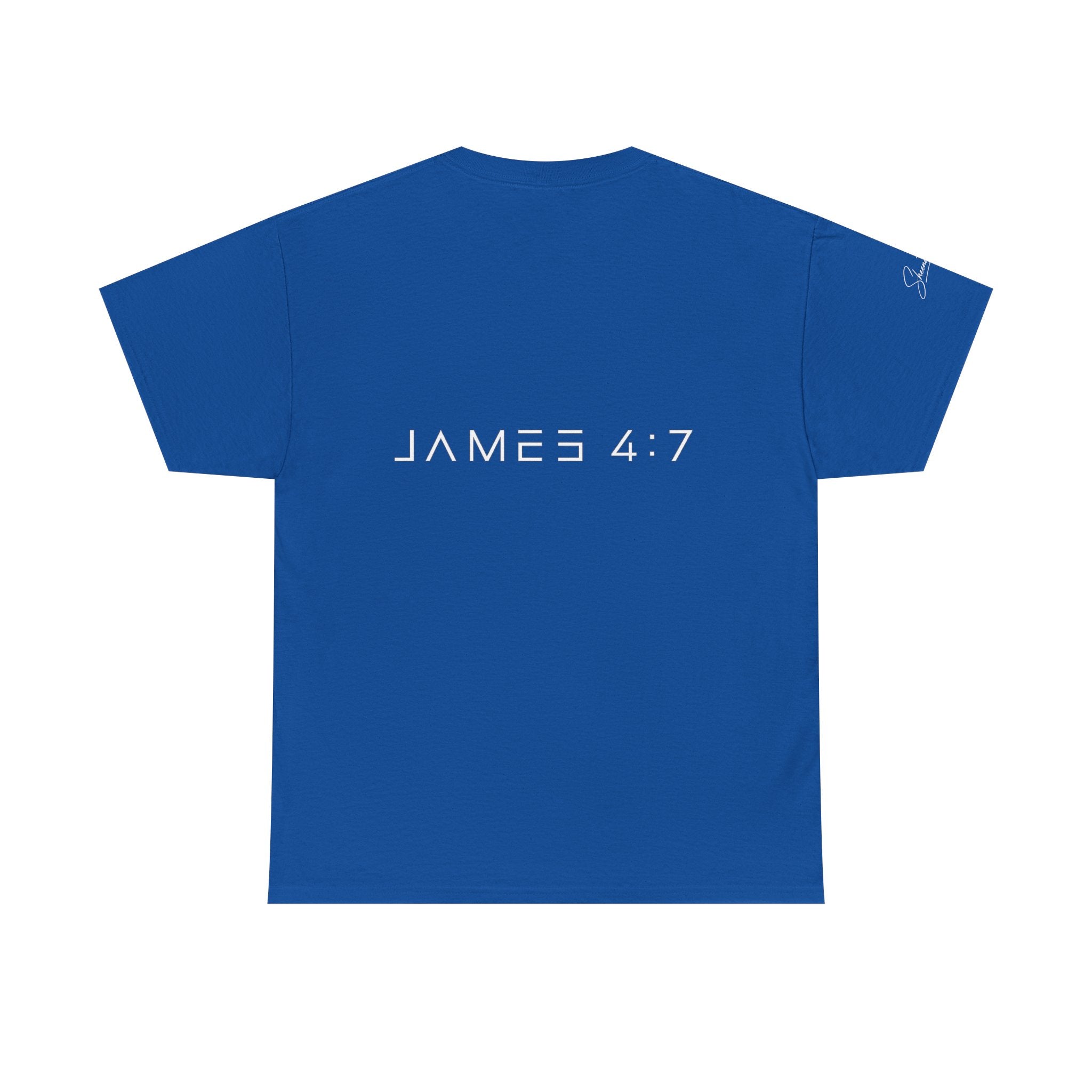 Flee Tee — Minimal "FLEE / Run Devil Run" Graphic Shirt (James 4:7 Back)