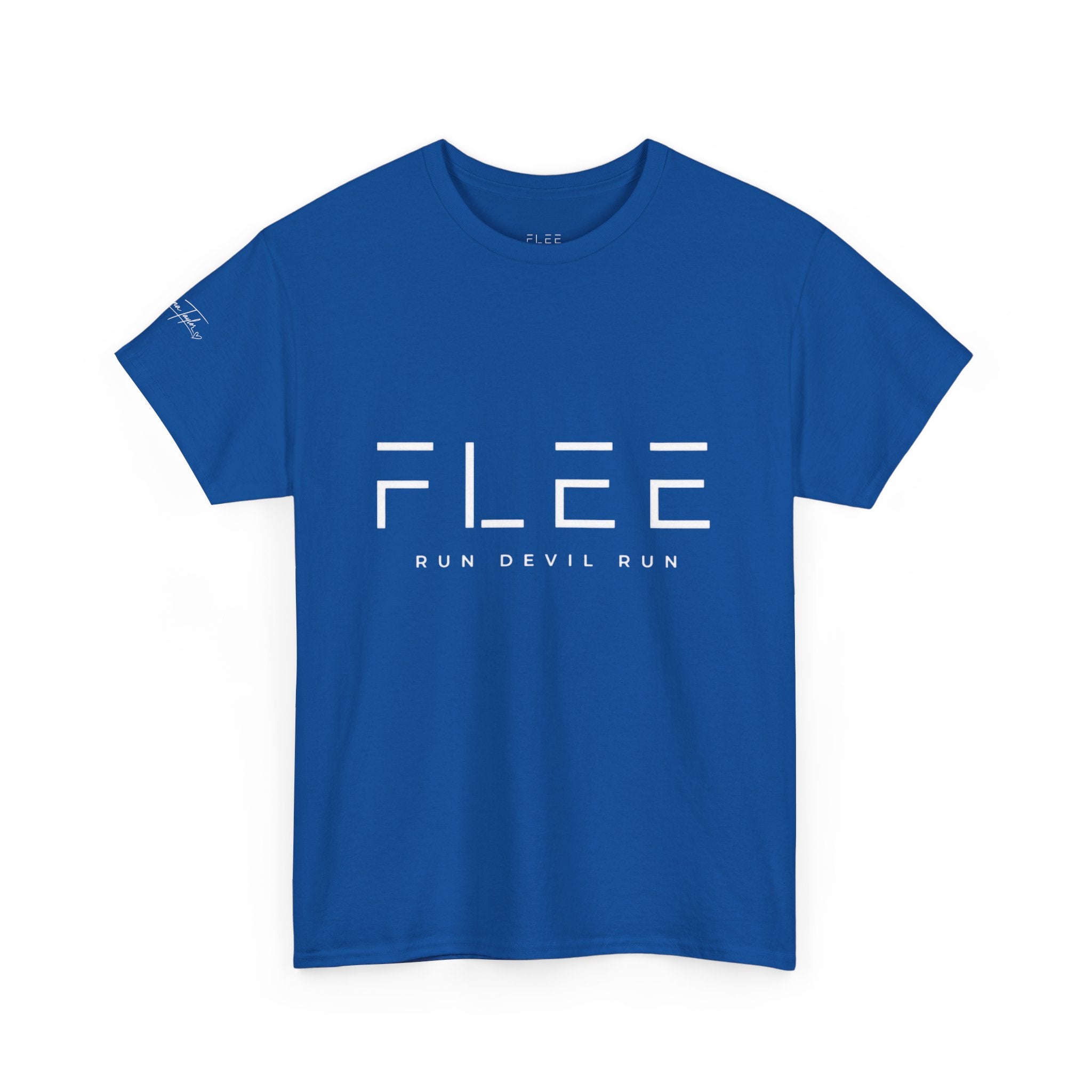Flee Tee — Minimal "FLEE / Run Devil Run" Graphic Shirt (James 4:7 Back)