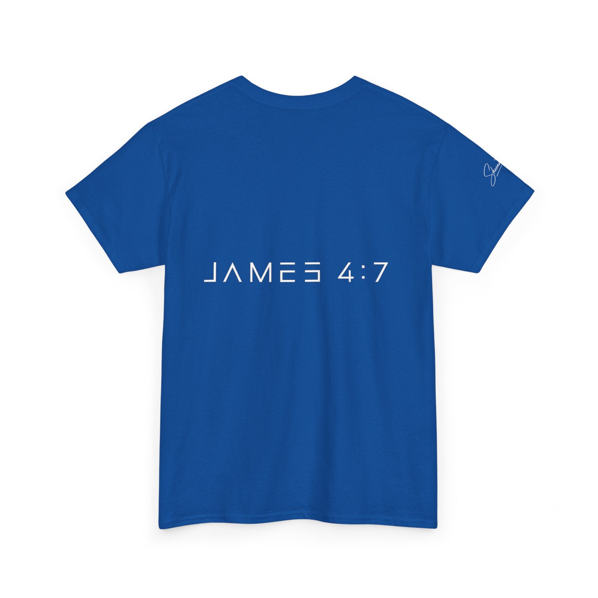 Flee Tee — Minimal "FLEE / Run Devil Run" Graphic Shirt (James 4:7 Back)