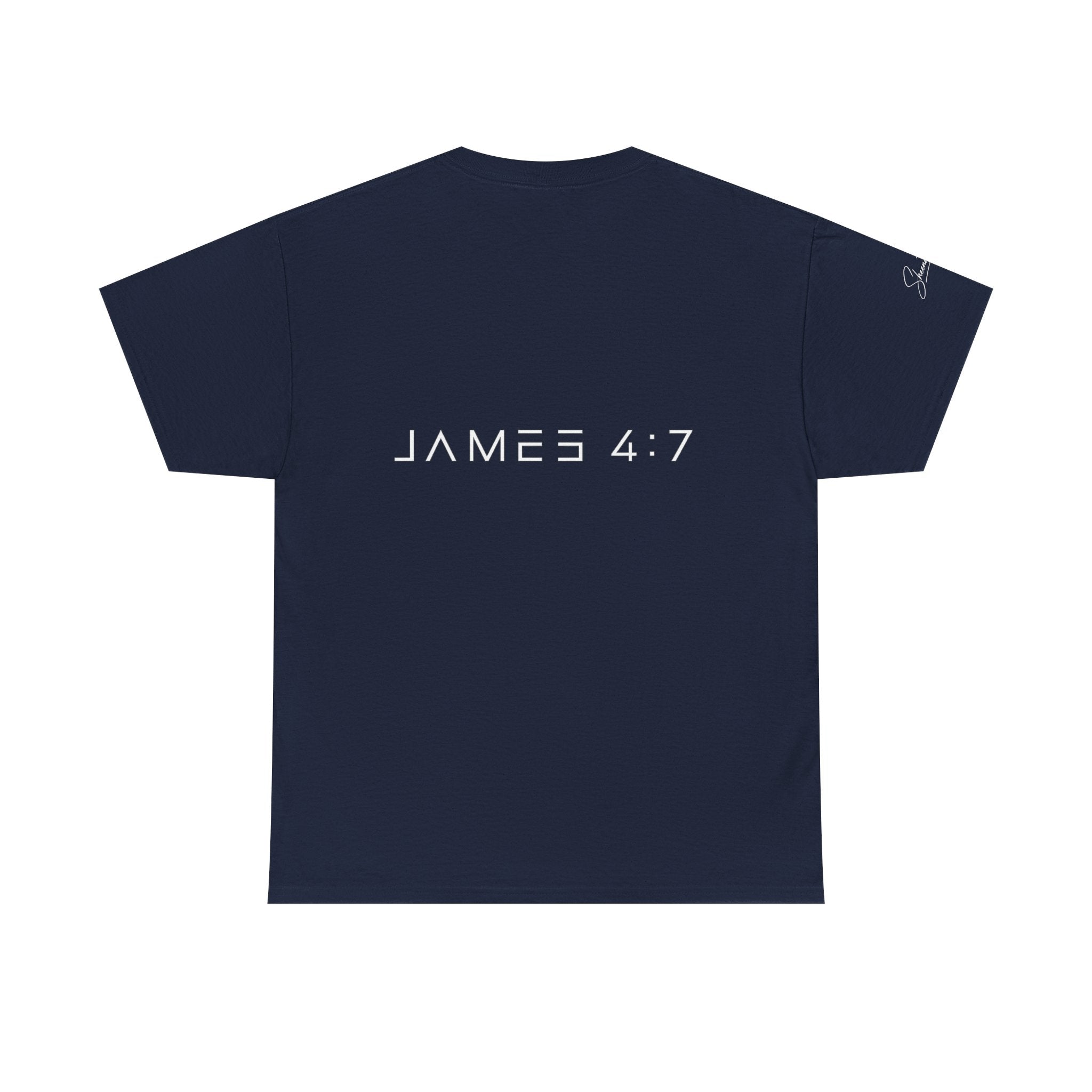 Flee Tee — Minimal "FLEE / Run Devil Run" Graphic Shirt (James 4:7 Back)