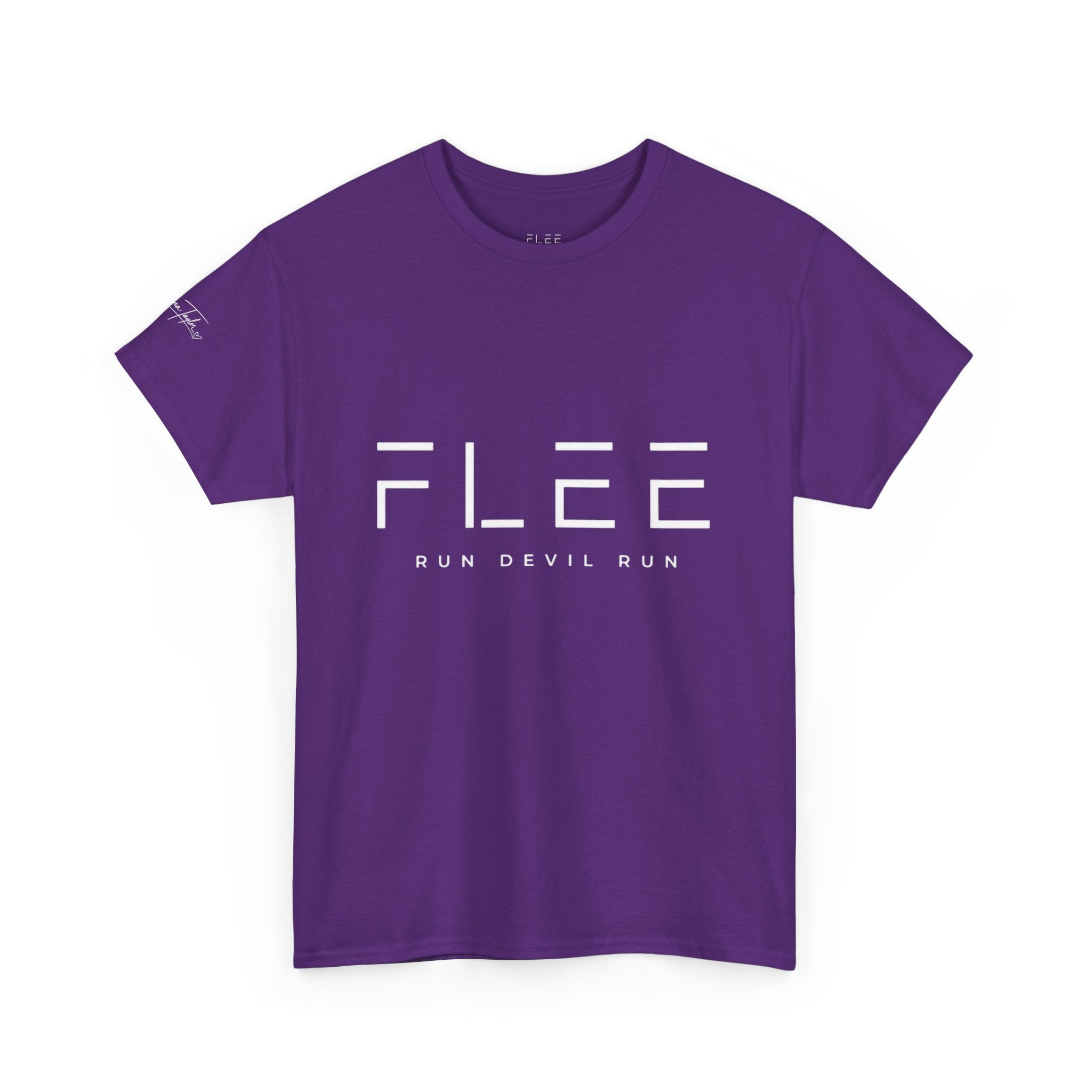 Flee Tee — Minimal "FLEE / Run Devil Run" Graphic Shirt (James 4:7 Back)