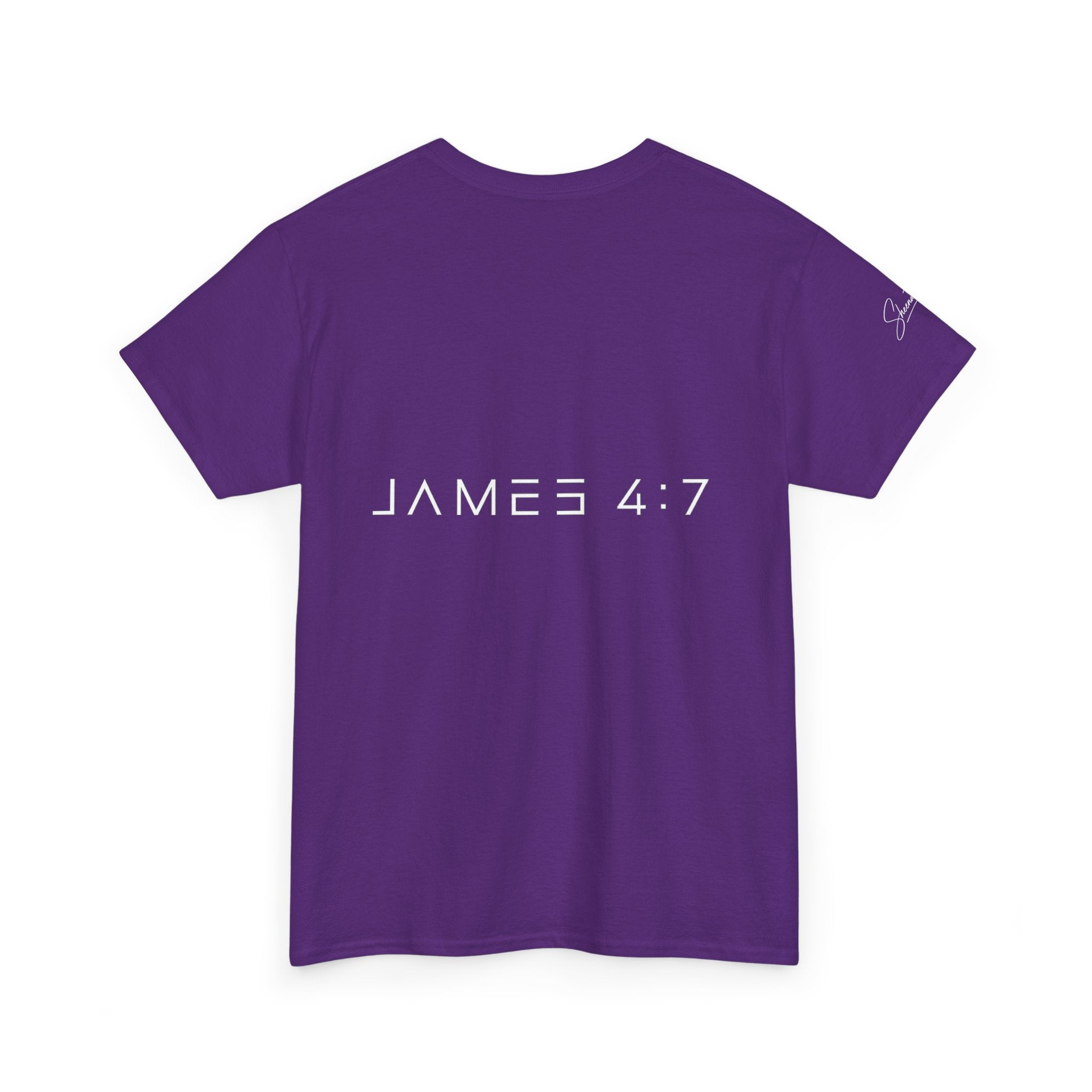 Flee Tee — Minimal "FLEE / Run Devil Run" Graphic Shirt (James 4:7 Back)