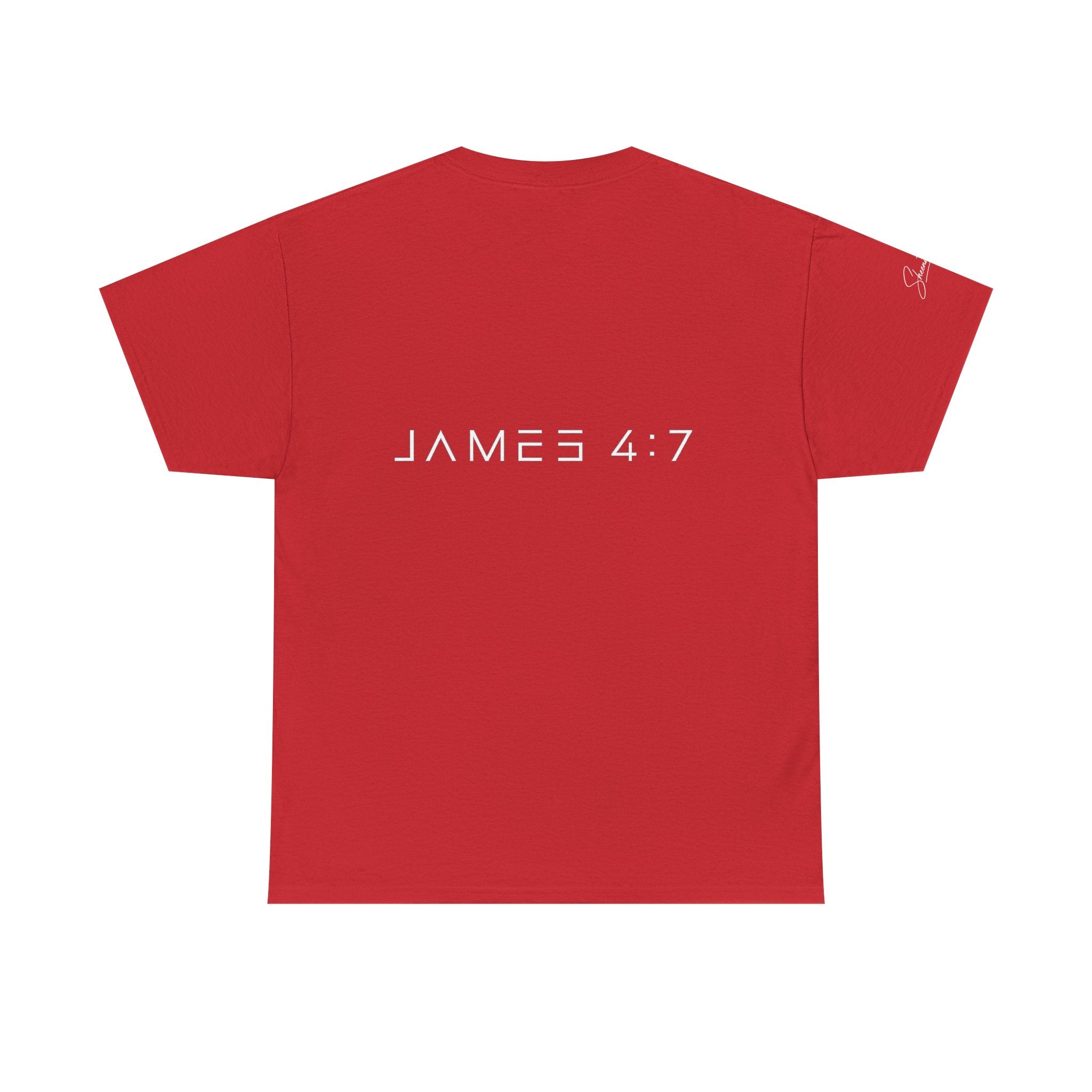 Flee Tee — Minimal "FLEE / Run Devil Run" Graphic Shirt (James 4:7 Back)